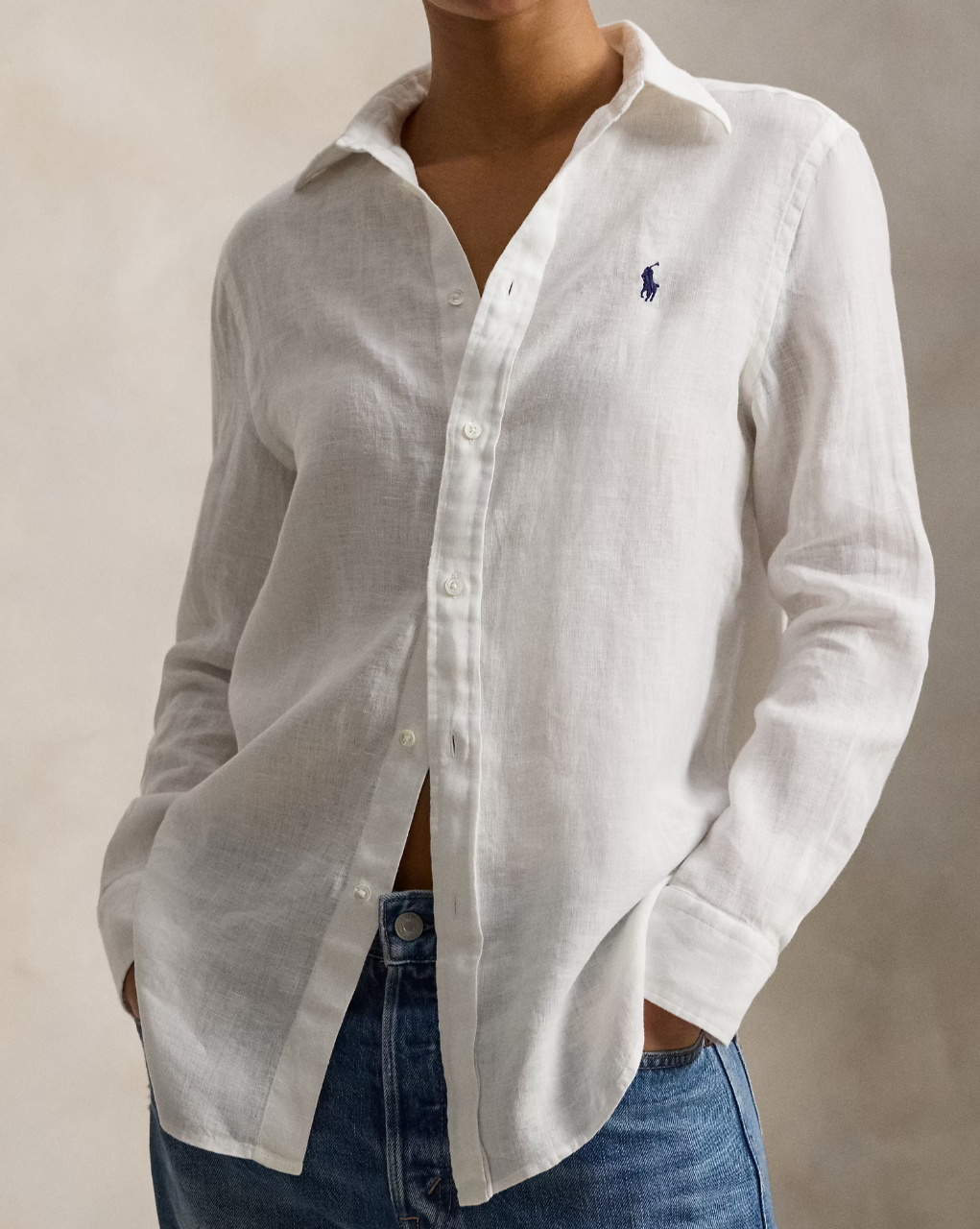 Classic-Long Sleeve-Button Front Shirt White