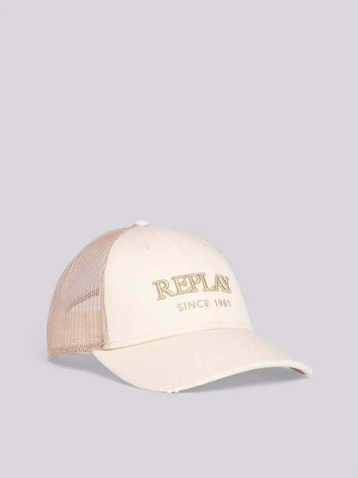 Cap With Embroidered Logo White Smoke