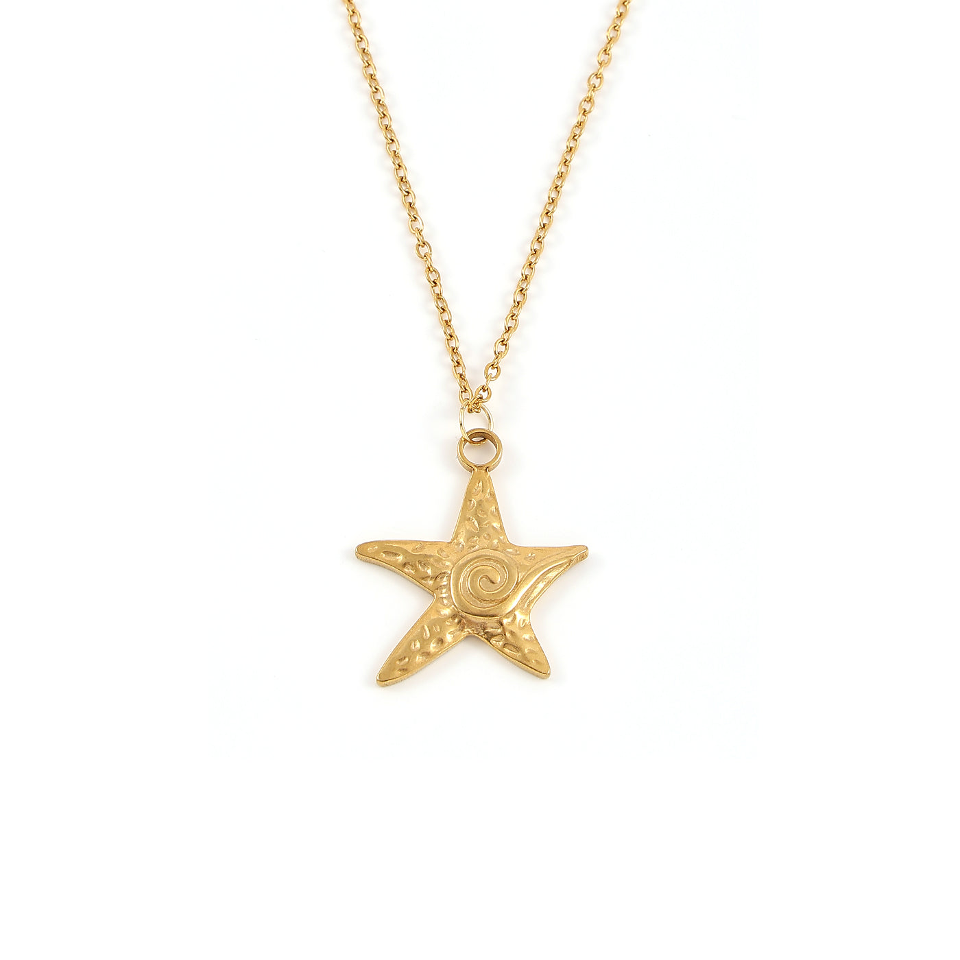 ORLA-STARFISH DANGLING NECKLACE STAINLESS STEEL-GOLD