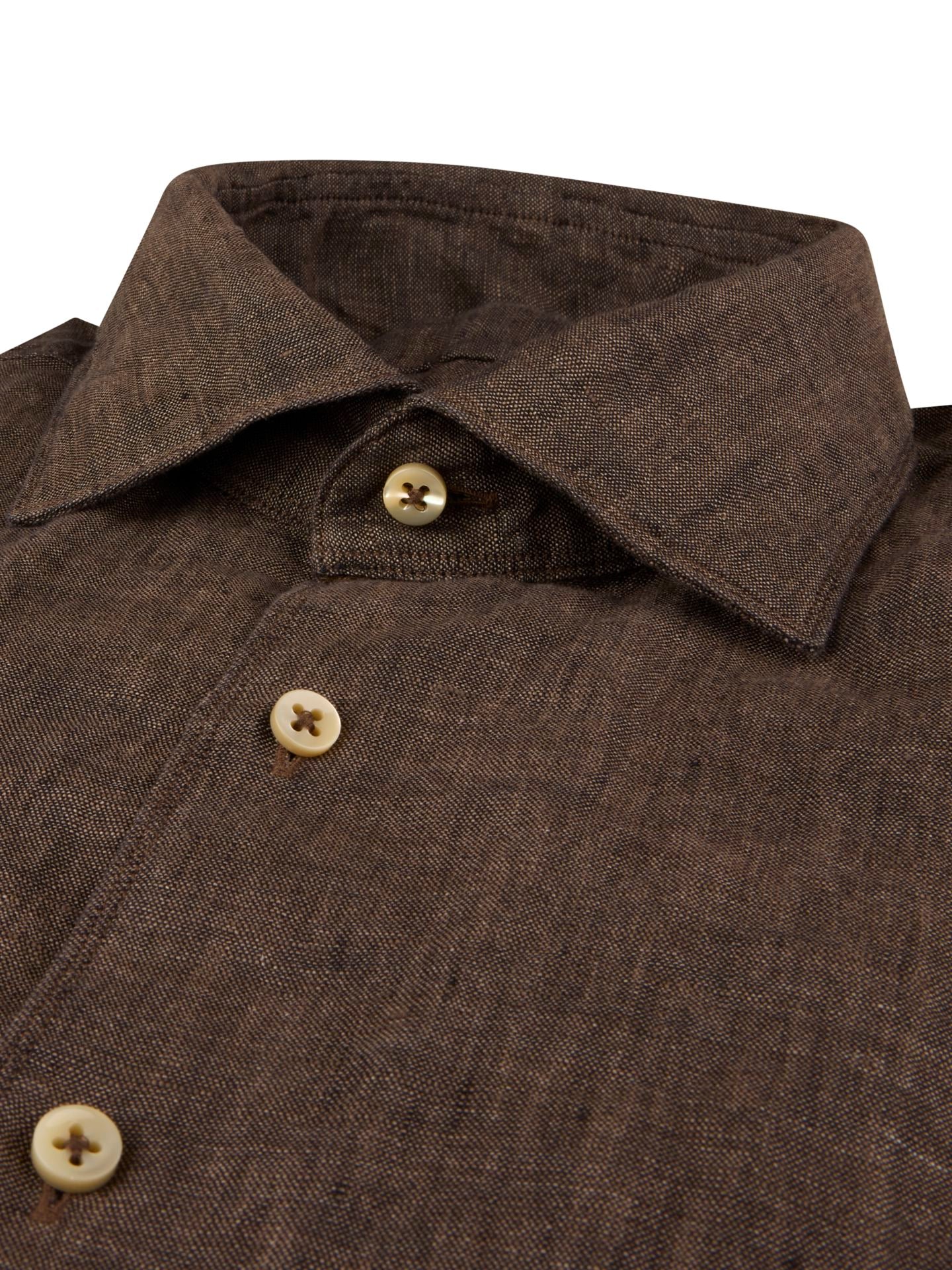 Regular Dark Brown Linen Casual Shirt