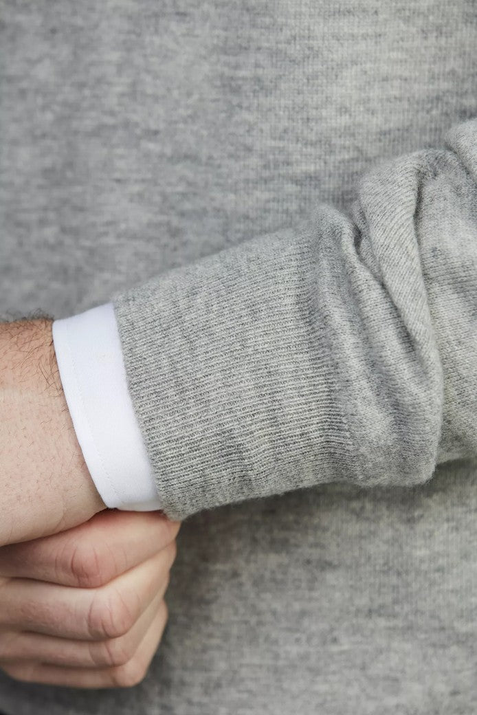 Geelong Knitted V-Neck Sweater Light Grey