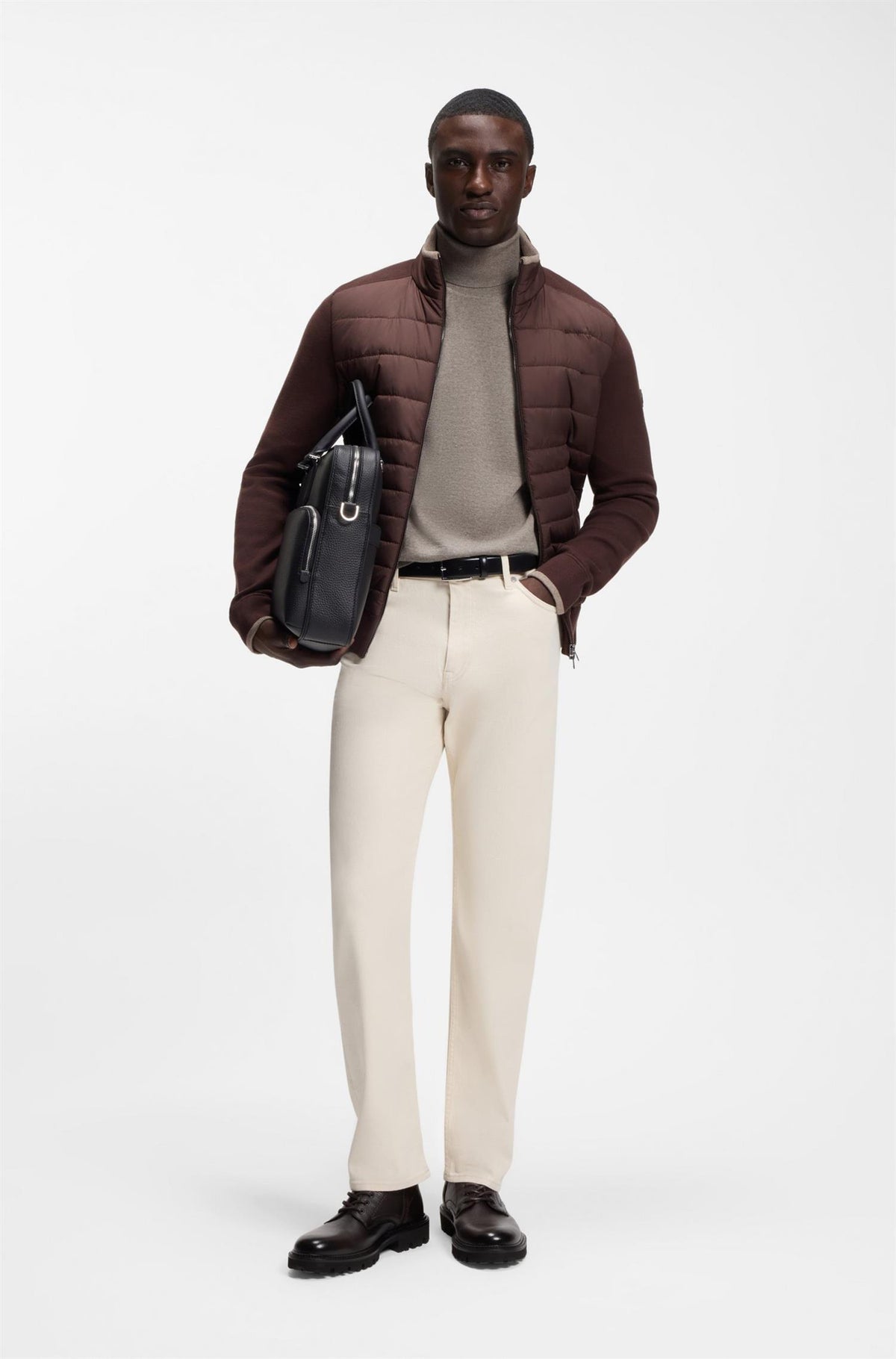 Musso Rollneck Sweater In Extra Fine Merino Wool Open Brown