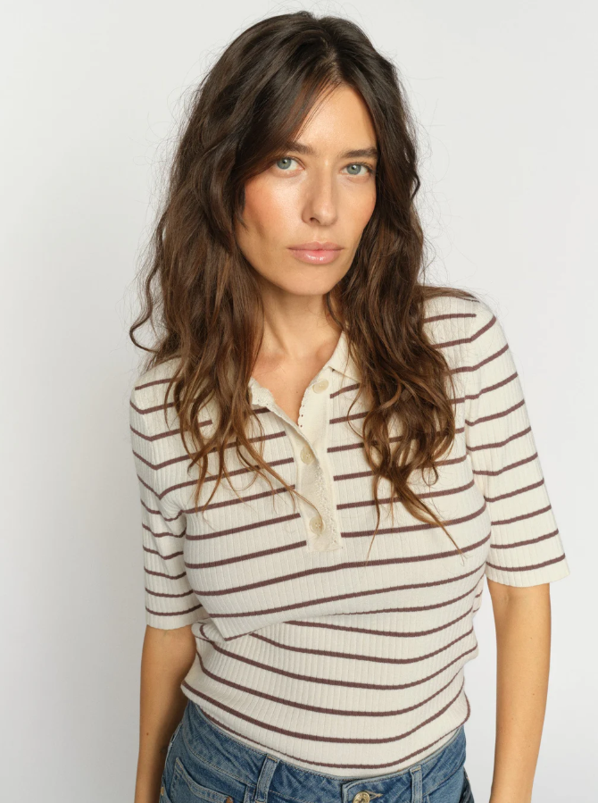 Mmcaliz Stripe SS Knit Coffee Quartz