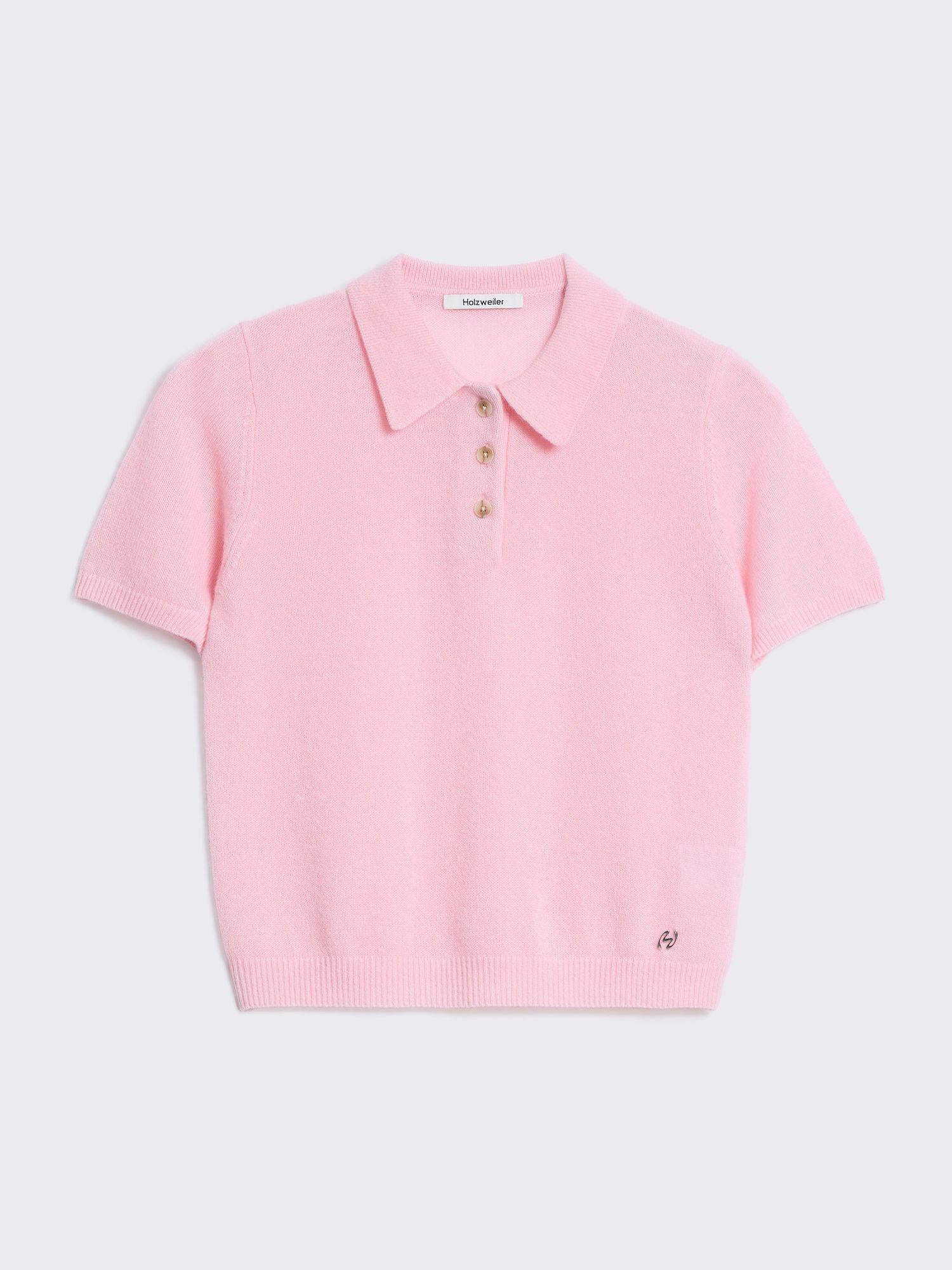 Cashmere Short Sleeve Polo Pink