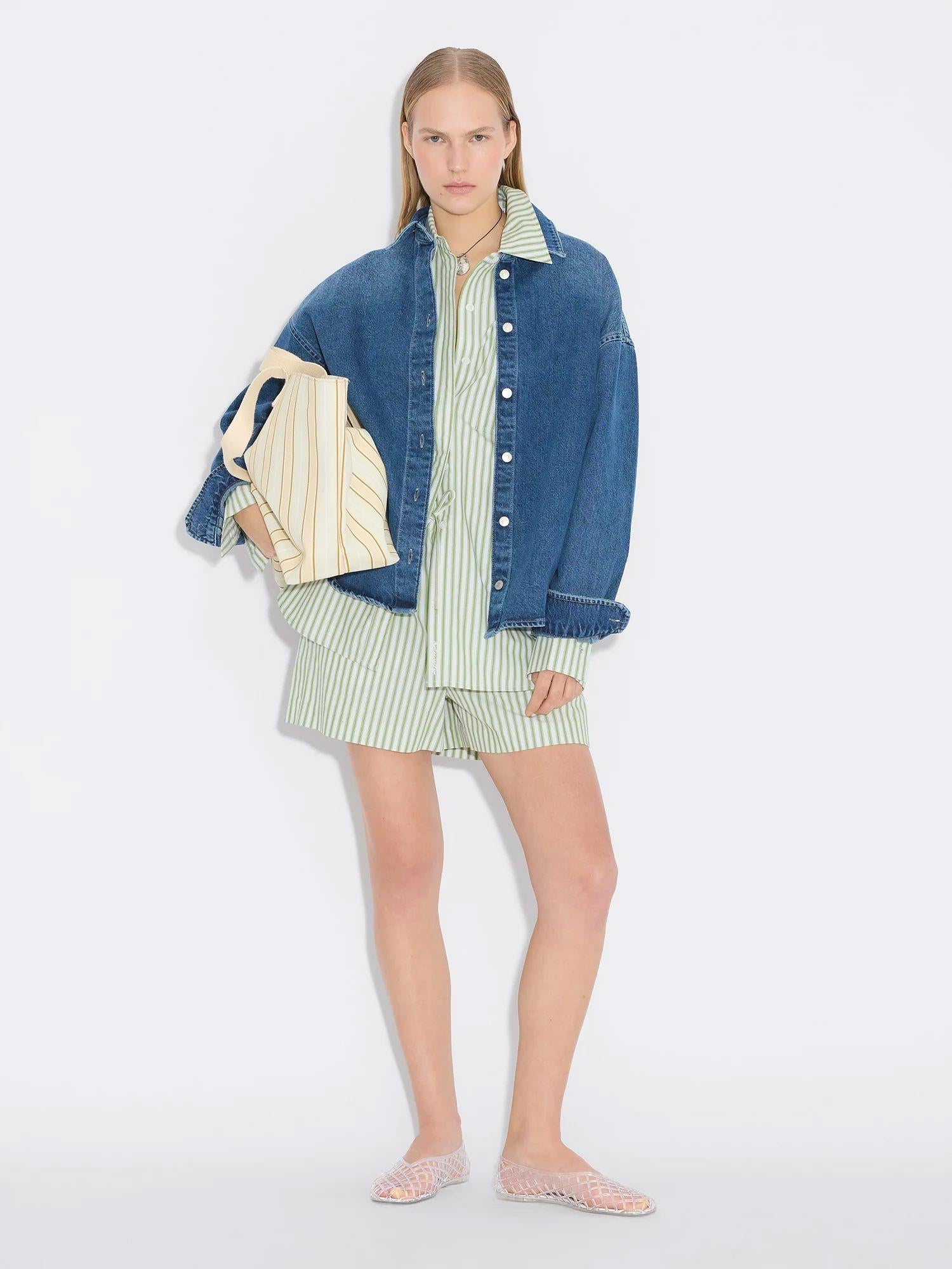 Loose Stripe Shirt Green Stripe