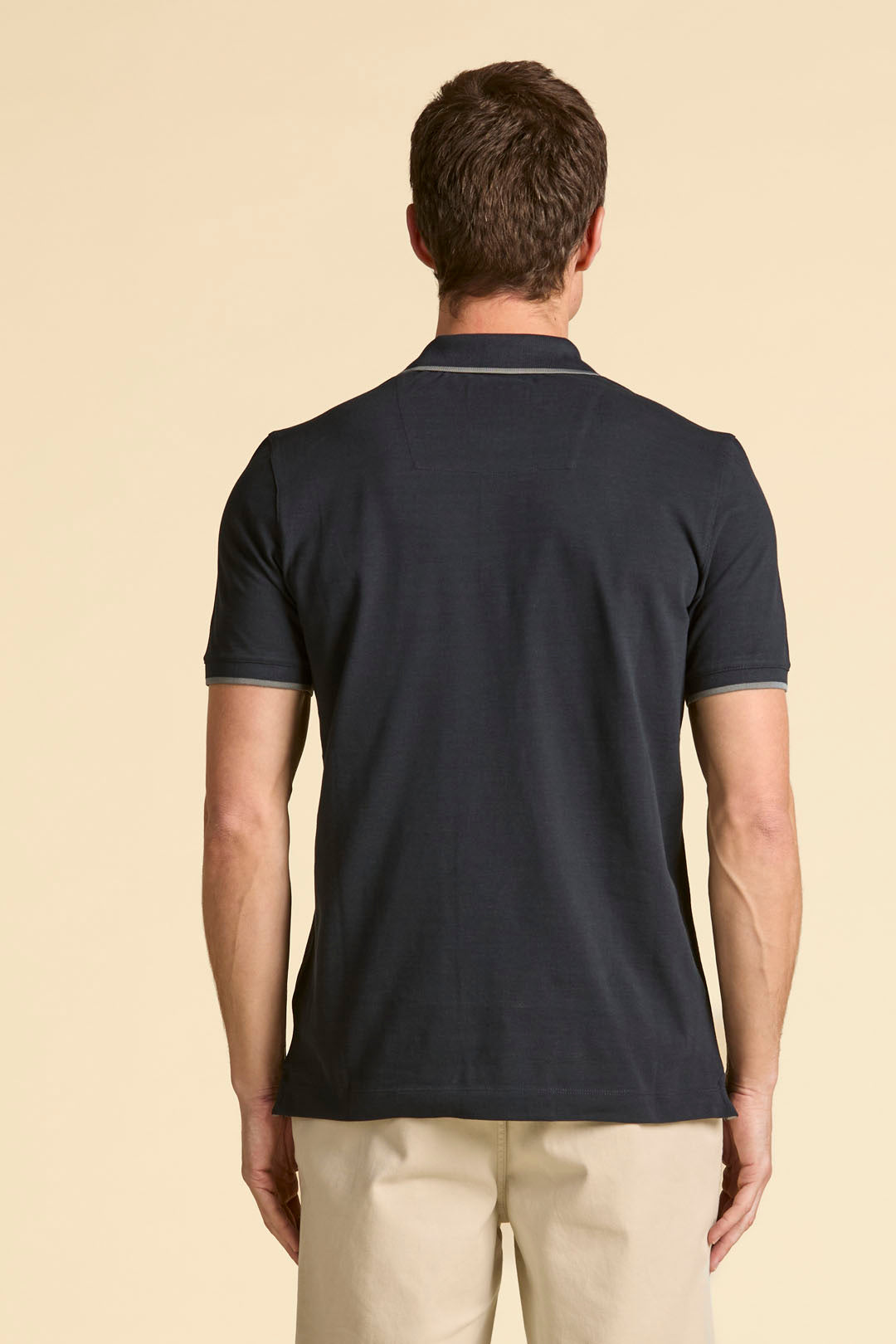 Basic short sleeve cotton polo shirt Navy