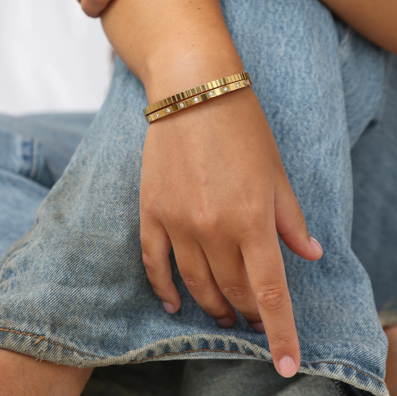 Meg - Crystal Bangel Bracelet Stainless Steel - Gold