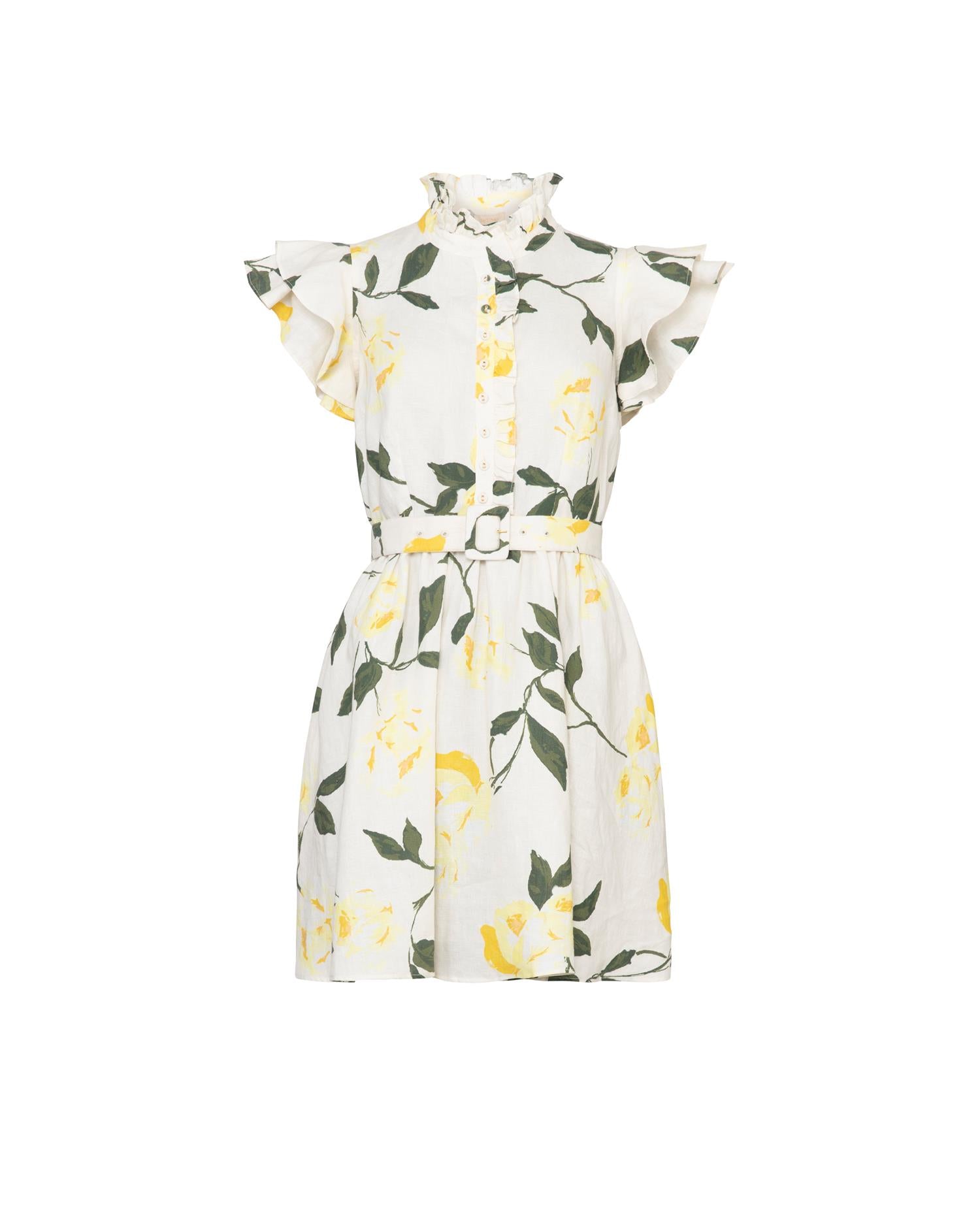 Linen Ruffle Dress Sunlight