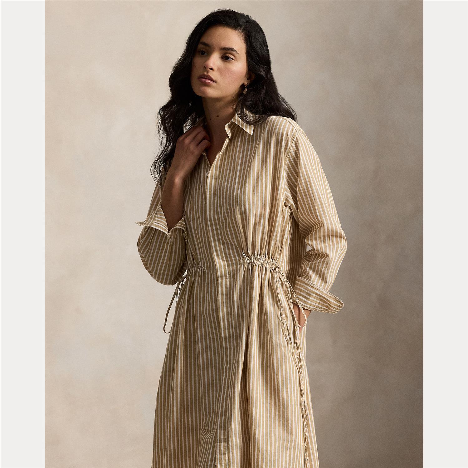 Woven-Shirt Dress-Dresses