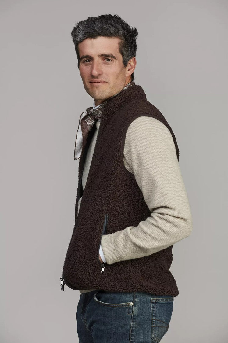 PILE FLEECE VEST DARK BROWN