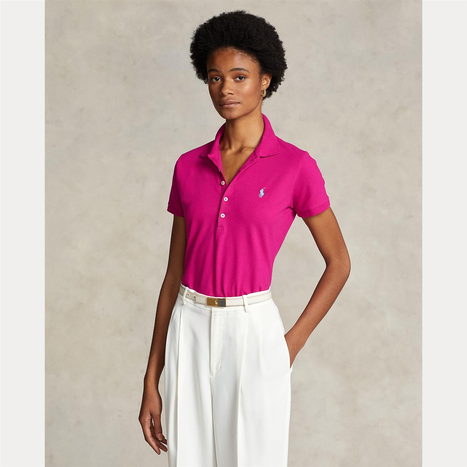 Julie Polo-Slim-Short Sleeve-Polo Shirt Pink