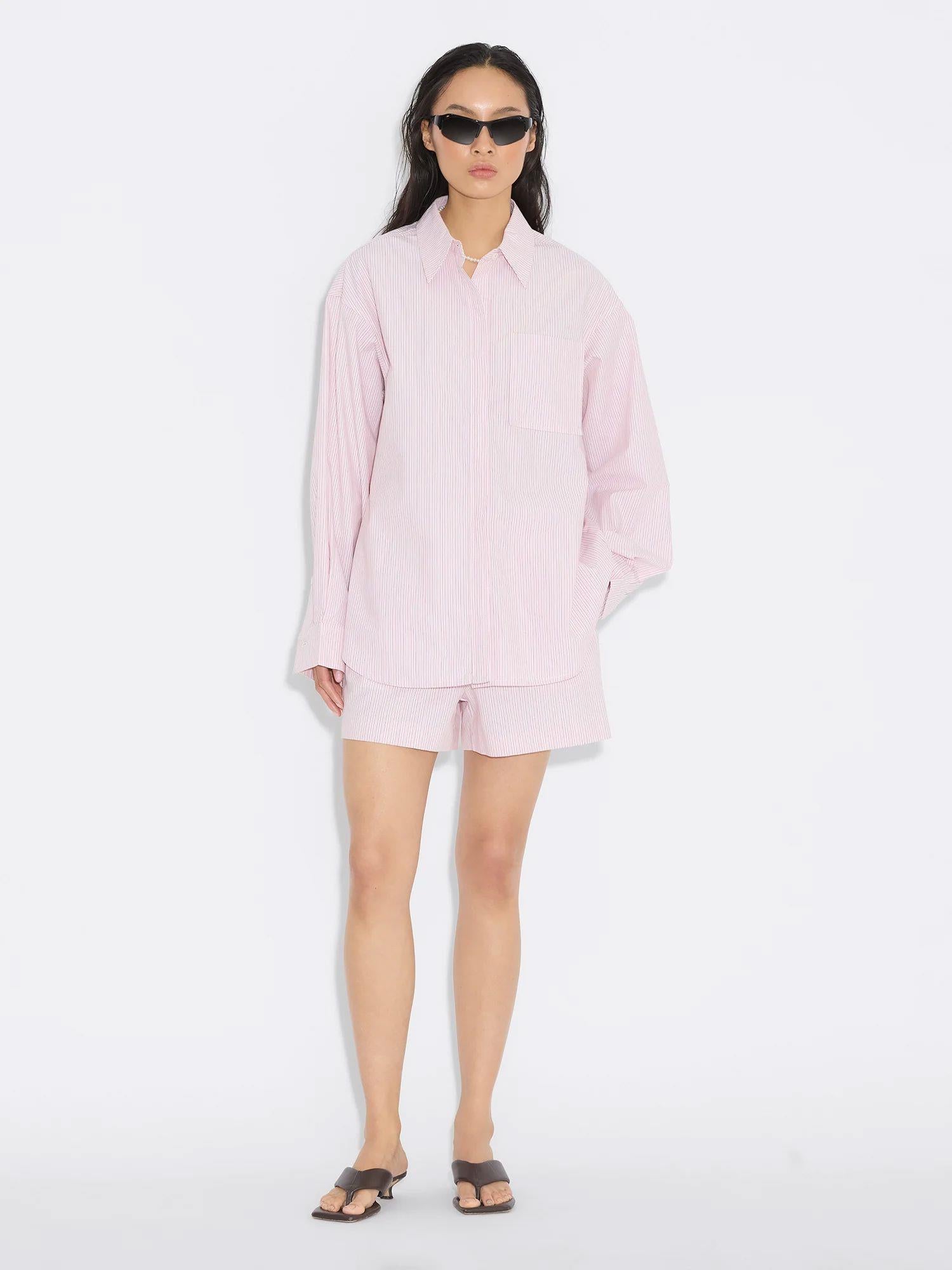Loose Stripe Shirt Pink Mix