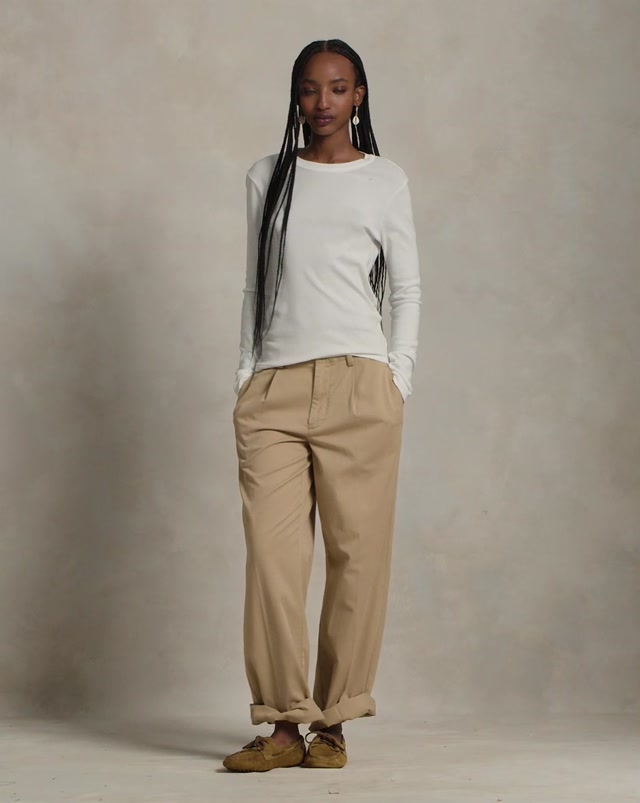 Woven-Straight-Pants Khaki