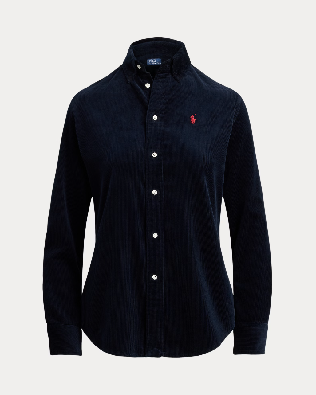 Stretch Slim Fit Cotton Corduroy Shirt Navy