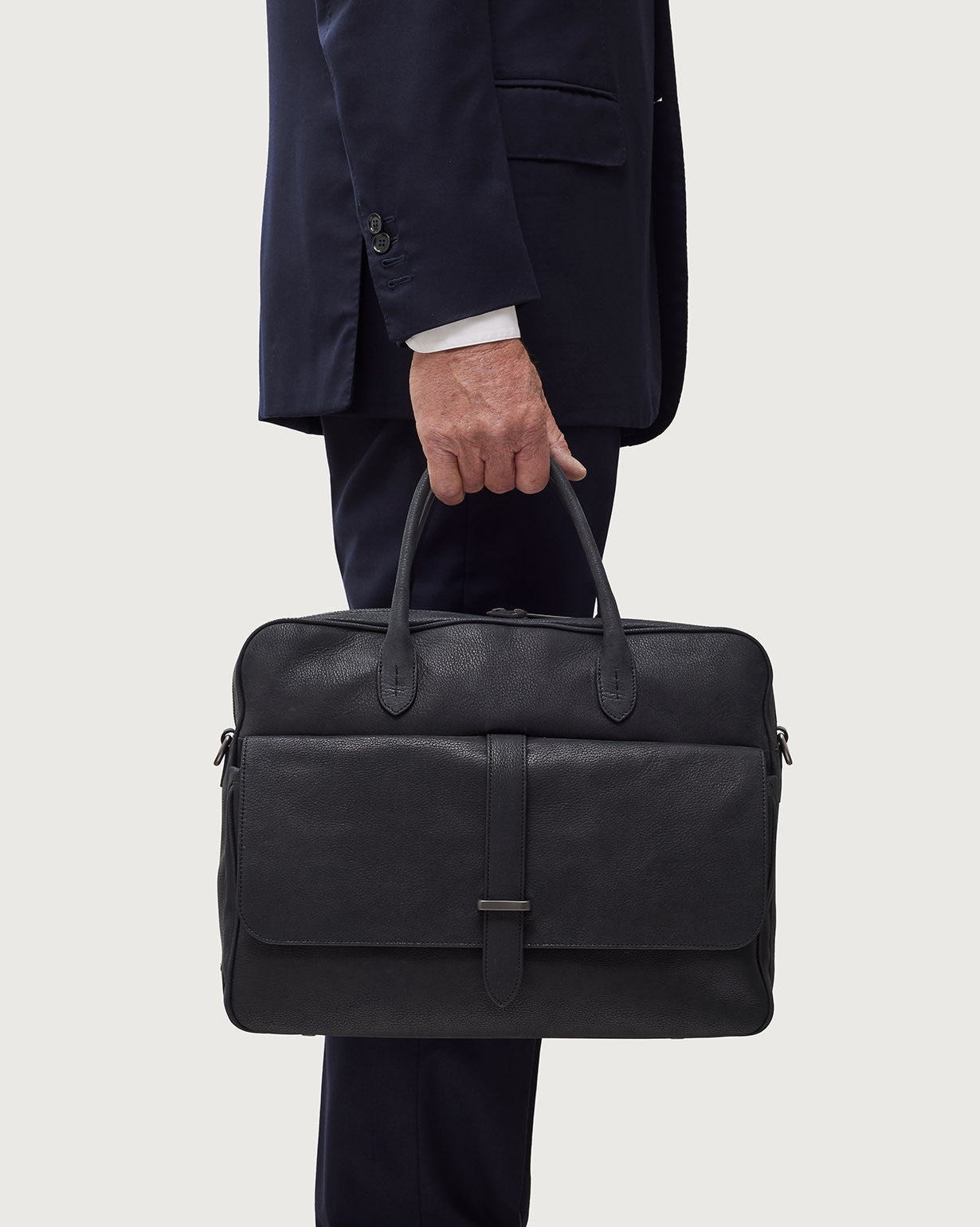 Jones Chevrette leather briefcase Black