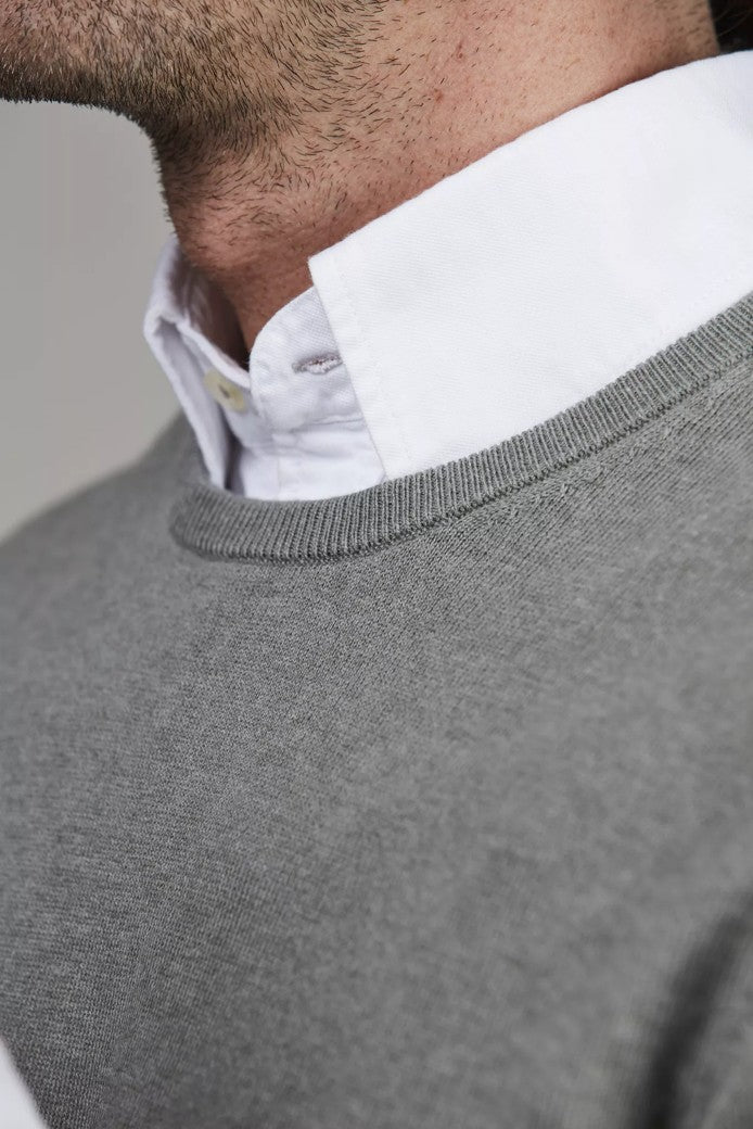 CREW NECK KNIT WITH ELBOW PATCH DUSTY GREEN