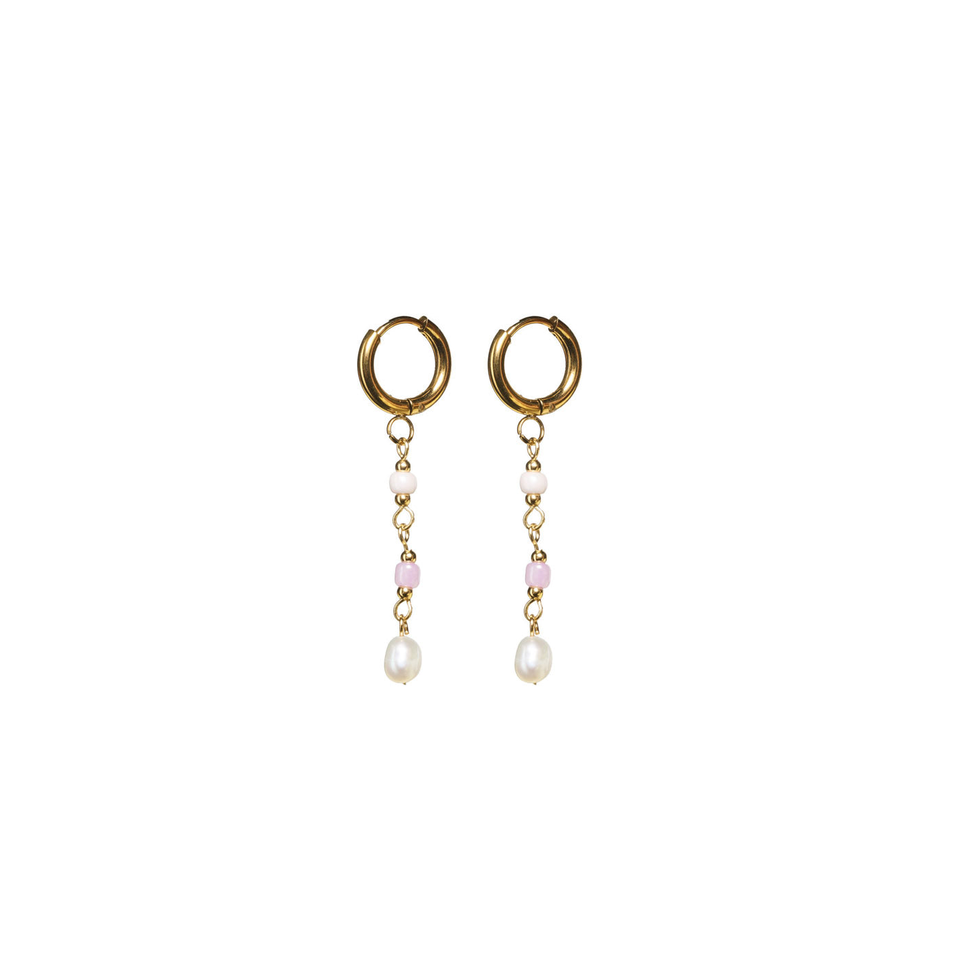 BONNIE-PINK PEARL HOOP EARRINGS -GOLD