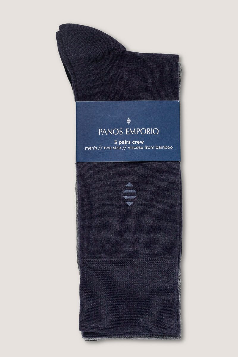 3pk Daniel Bamboo Crew Navy/Charcoal/Black