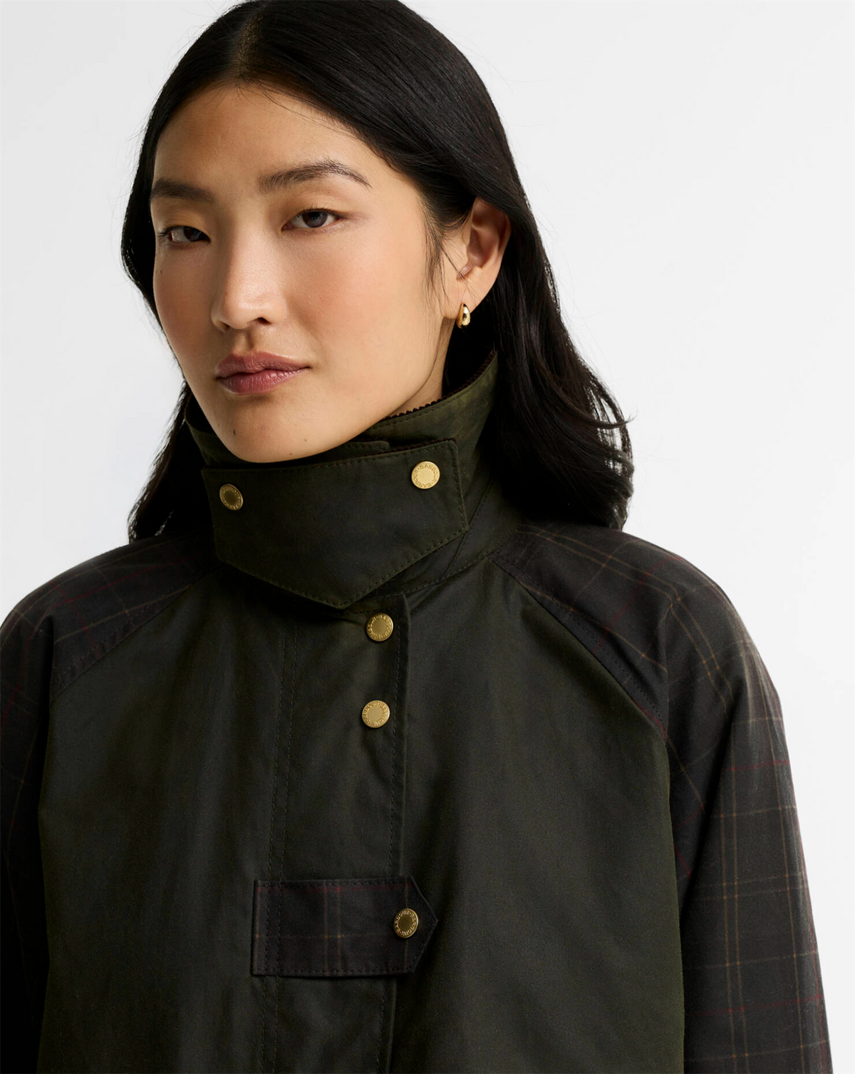 Checked Kirkless Wax Jacket Olive