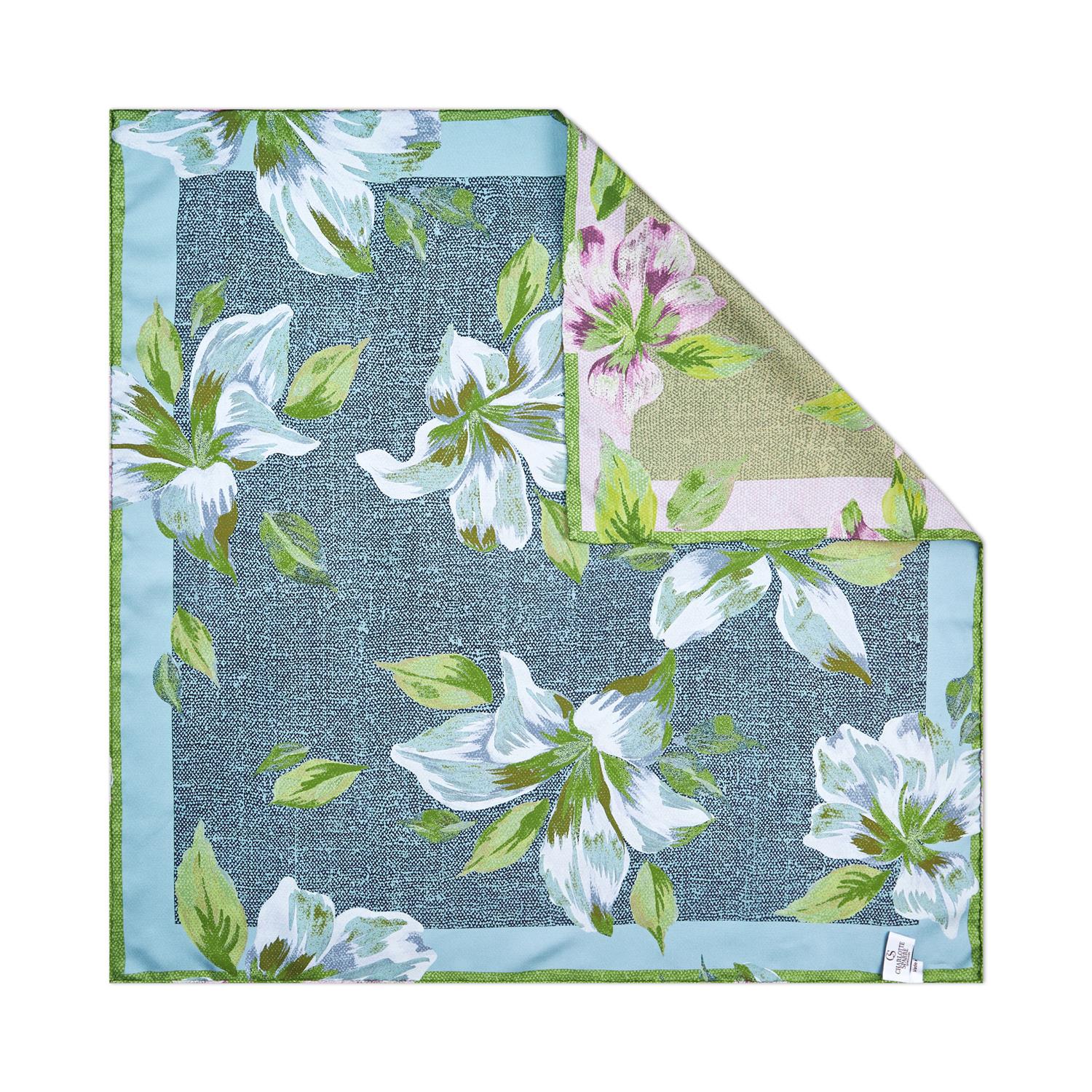 Juliette Scarf 90X90 Kaki/Blue