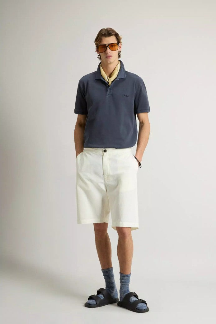 Mackinack Polo in Stretch Cotton Piquet Melton Blue