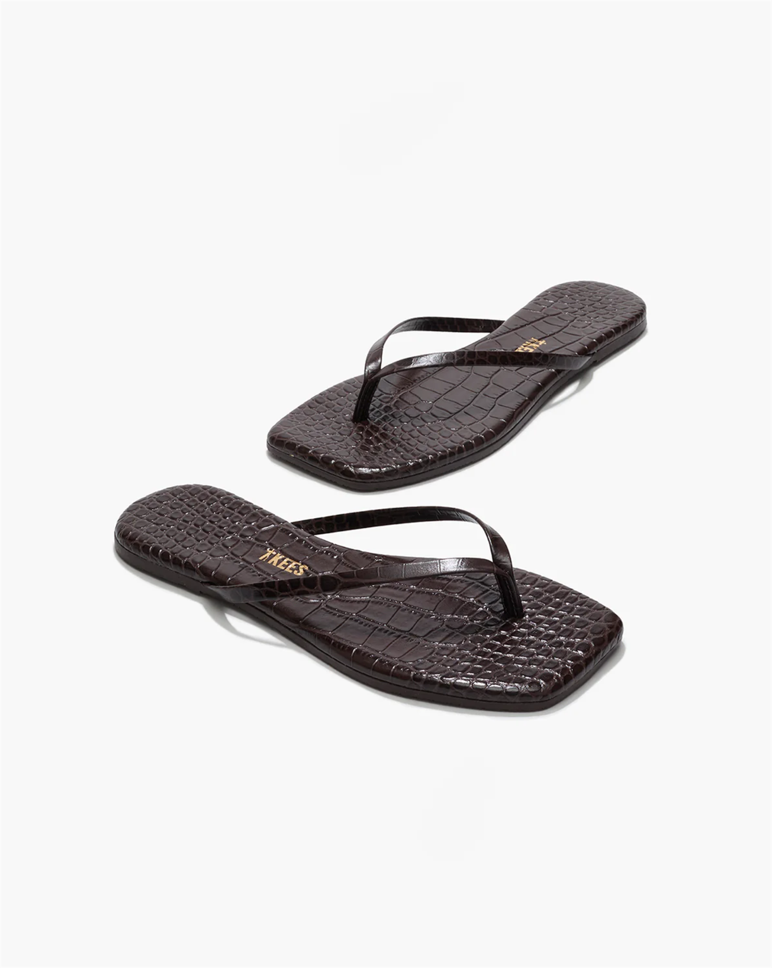 TKEES Square Toe Lily Croco Carob
