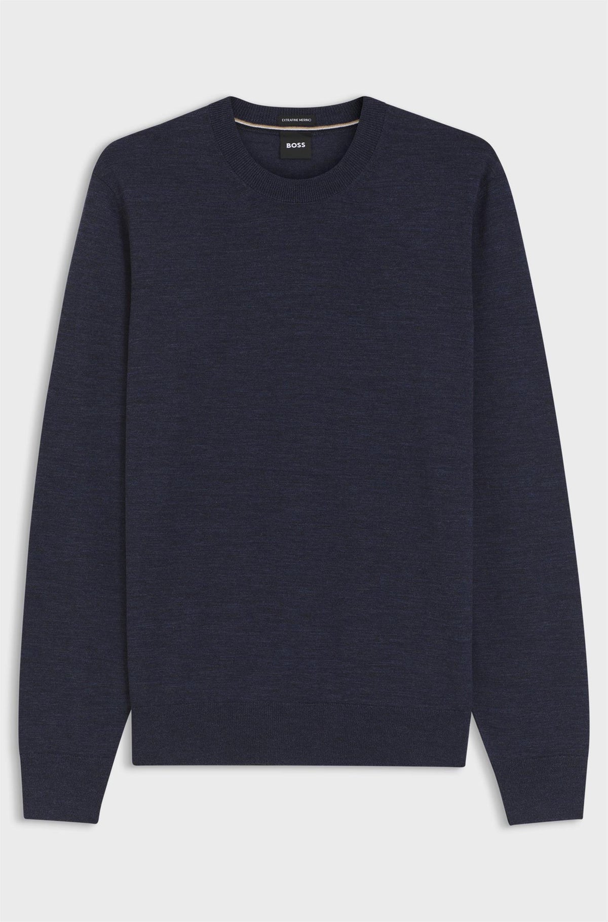 H-Leno Crew Neck Merino Wool Sweater Open Blue