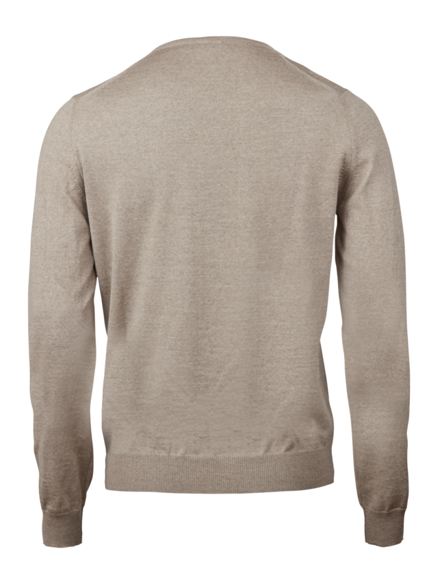 Sweater Knitted Crew Neck Merino Wool Beige