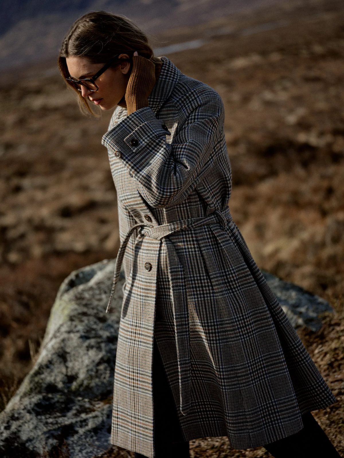 Mmselestine Check Coat Oxford Tan