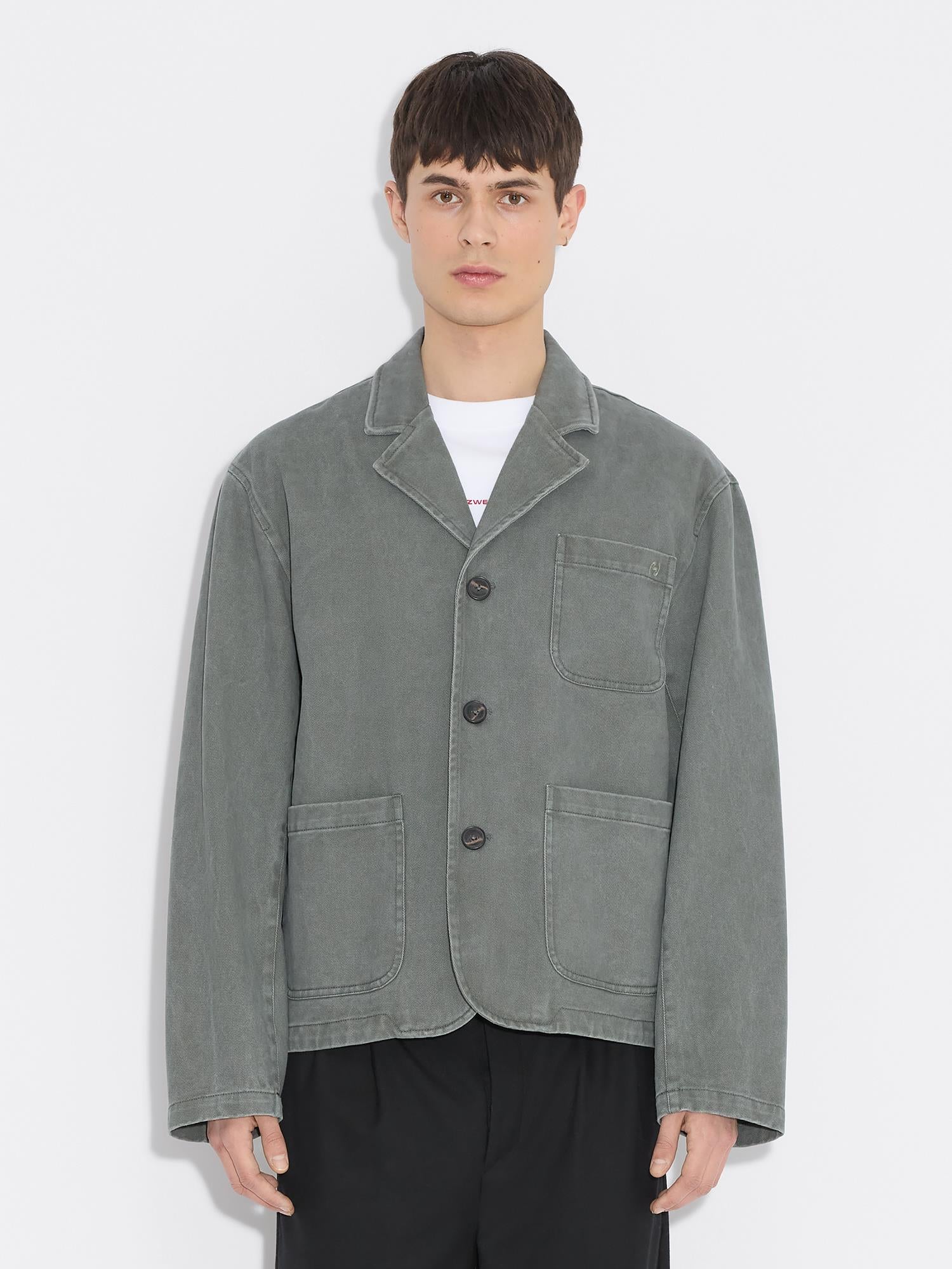 Relaxed Twill Blazer Dusty Blue