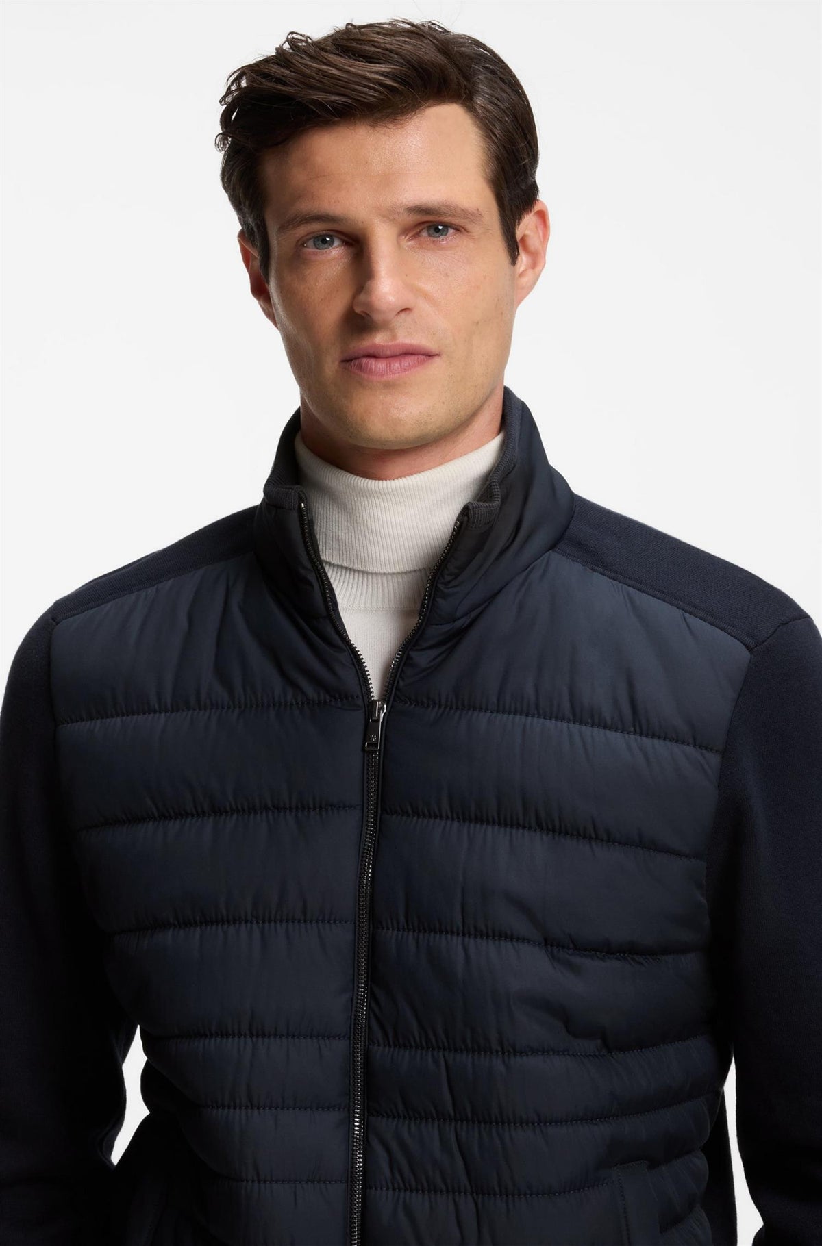 H-Facente Zip Up Jacket With Padded Front Dark Blue