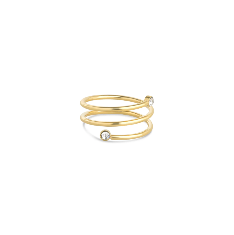 Lykke crystal swirl ring gold