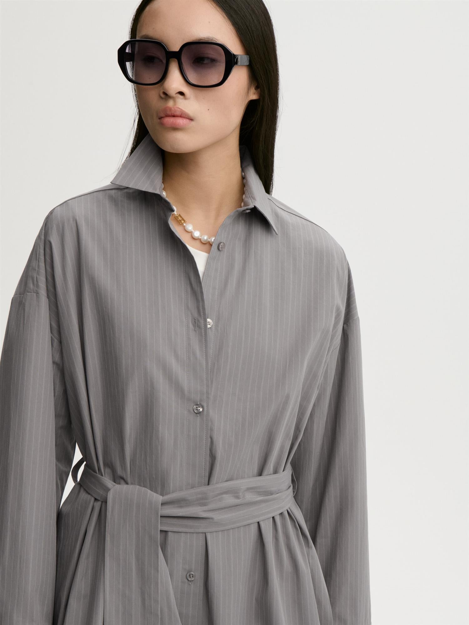 Derris Dress Grey Stripe