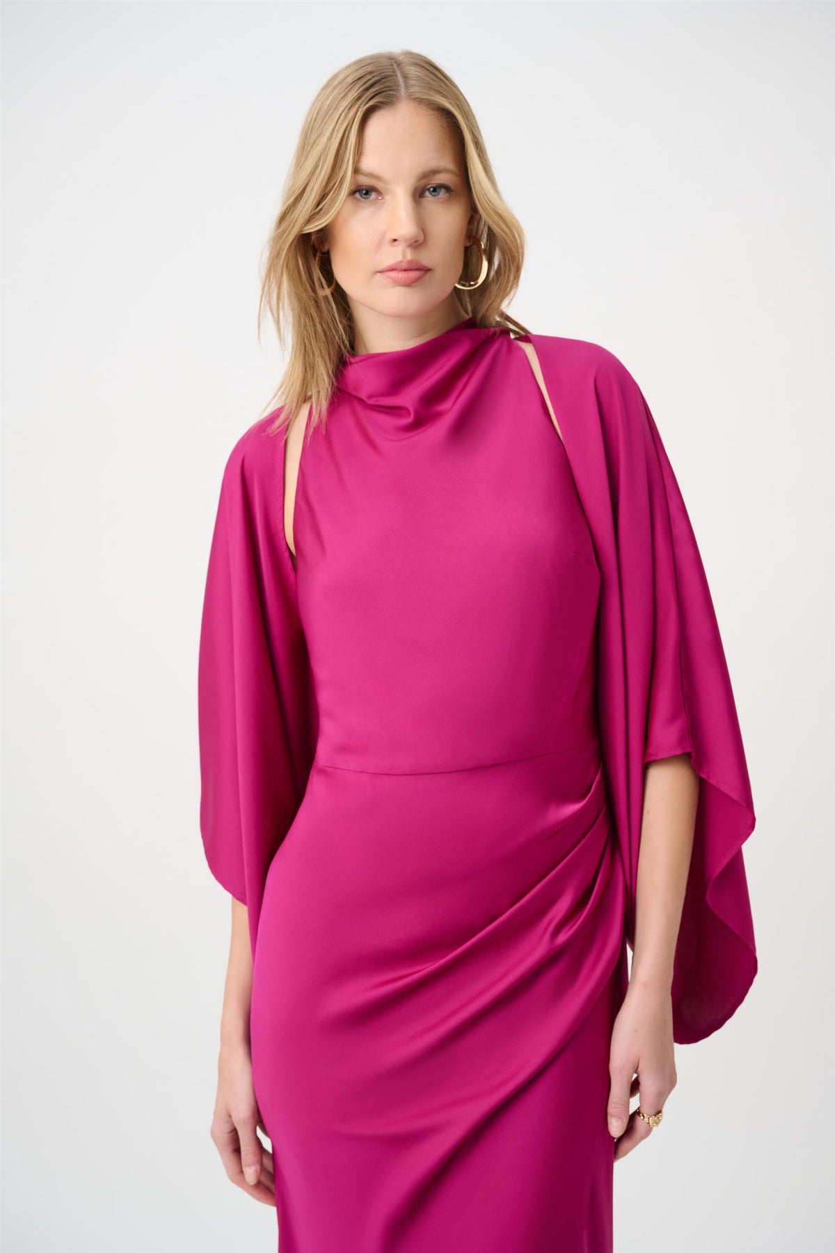 Satin Dolman Sleeve Cover-Up Deep Magenta