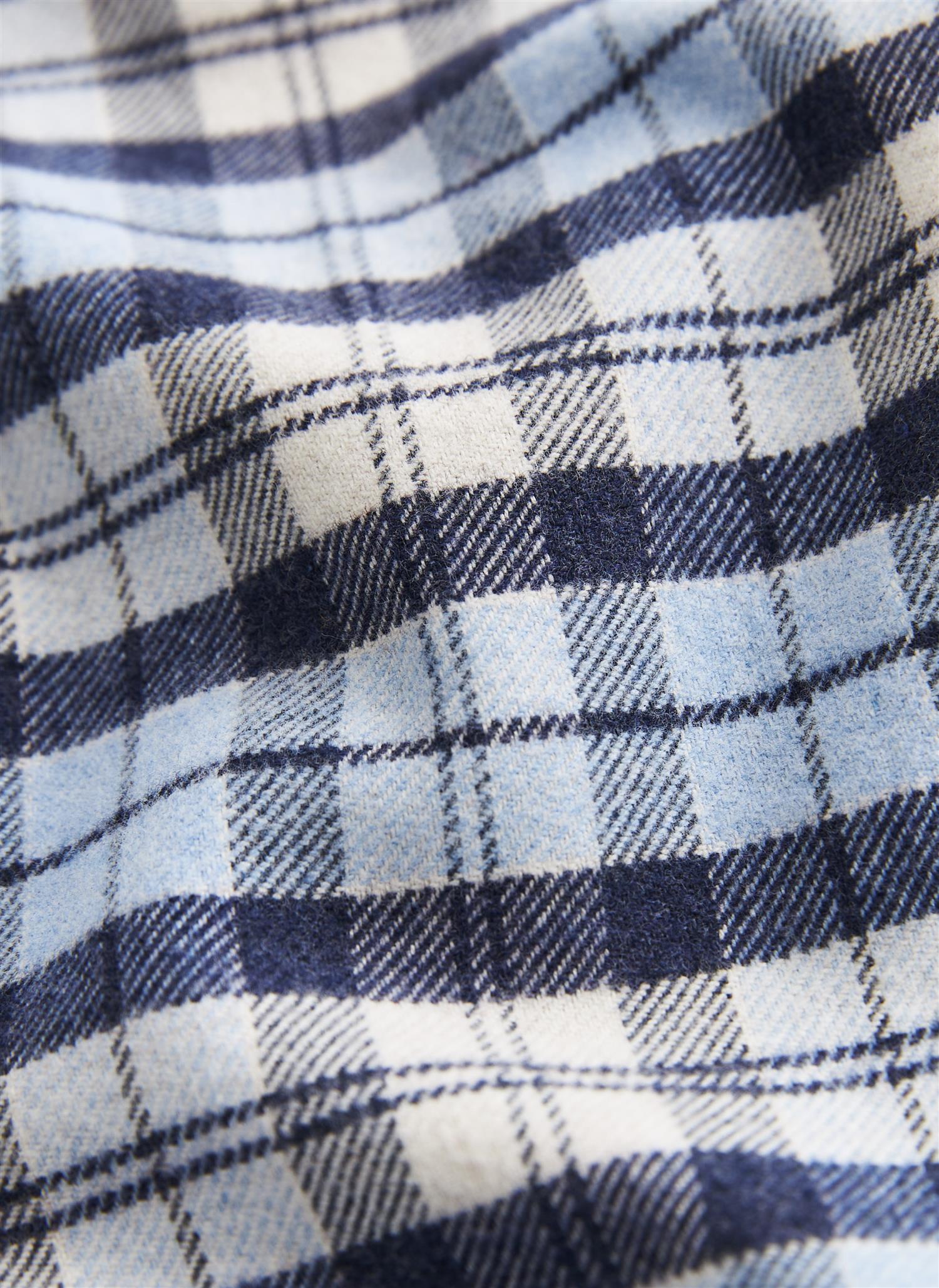 Flannel Check Shirt-Slim Fit Light Blue