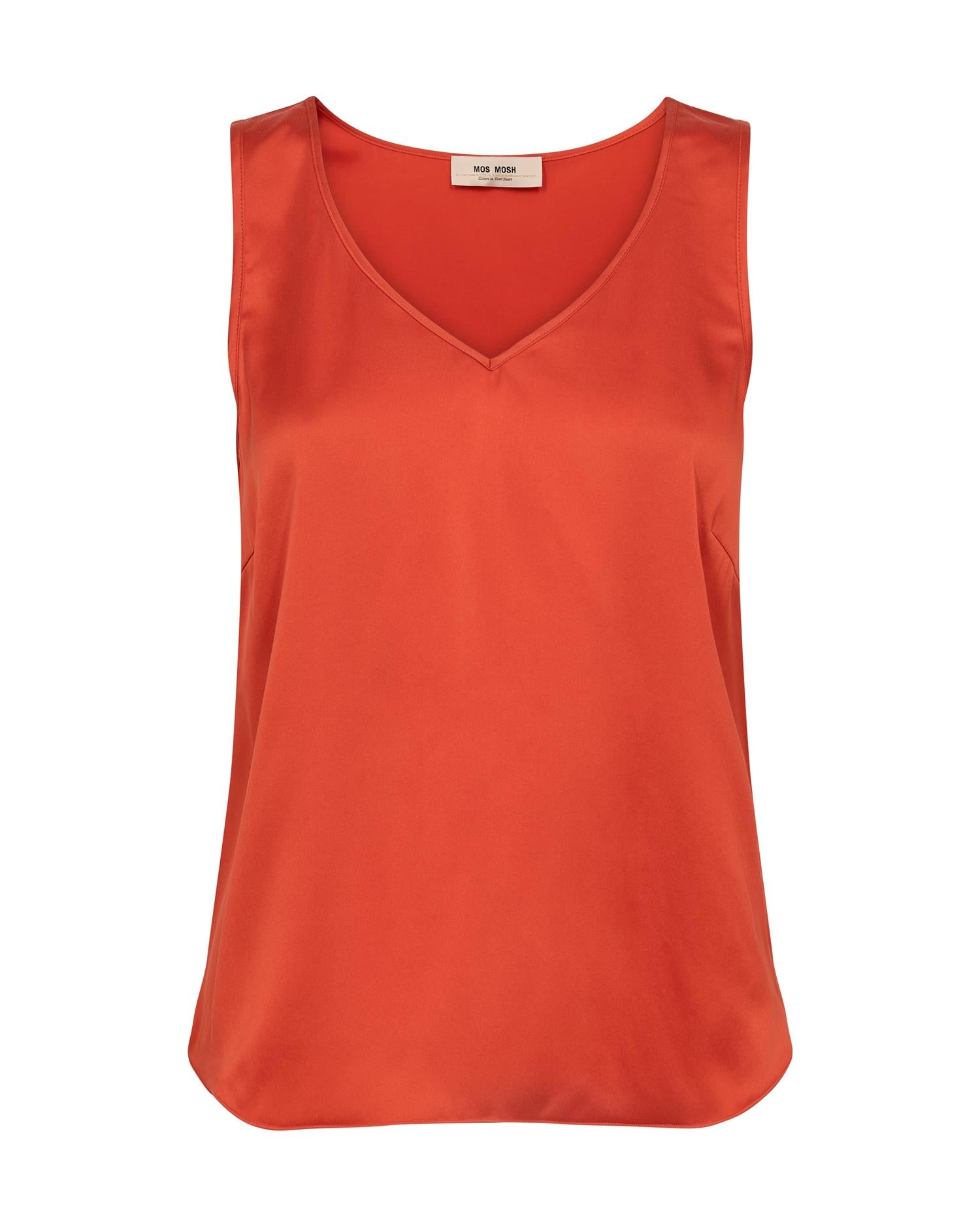 Mmastrid V-Neck Silk Tank Top Spicy orange