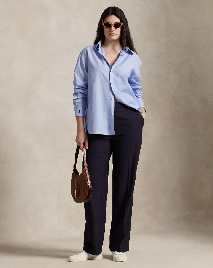 Oversized Fit Cotton Shirt Classic Medium Blue