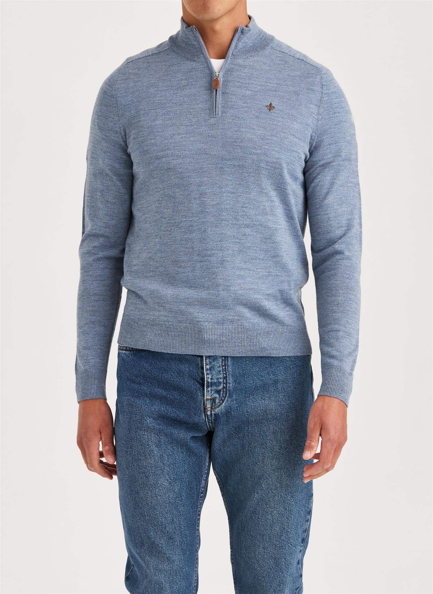 Merino John Zip - Blue