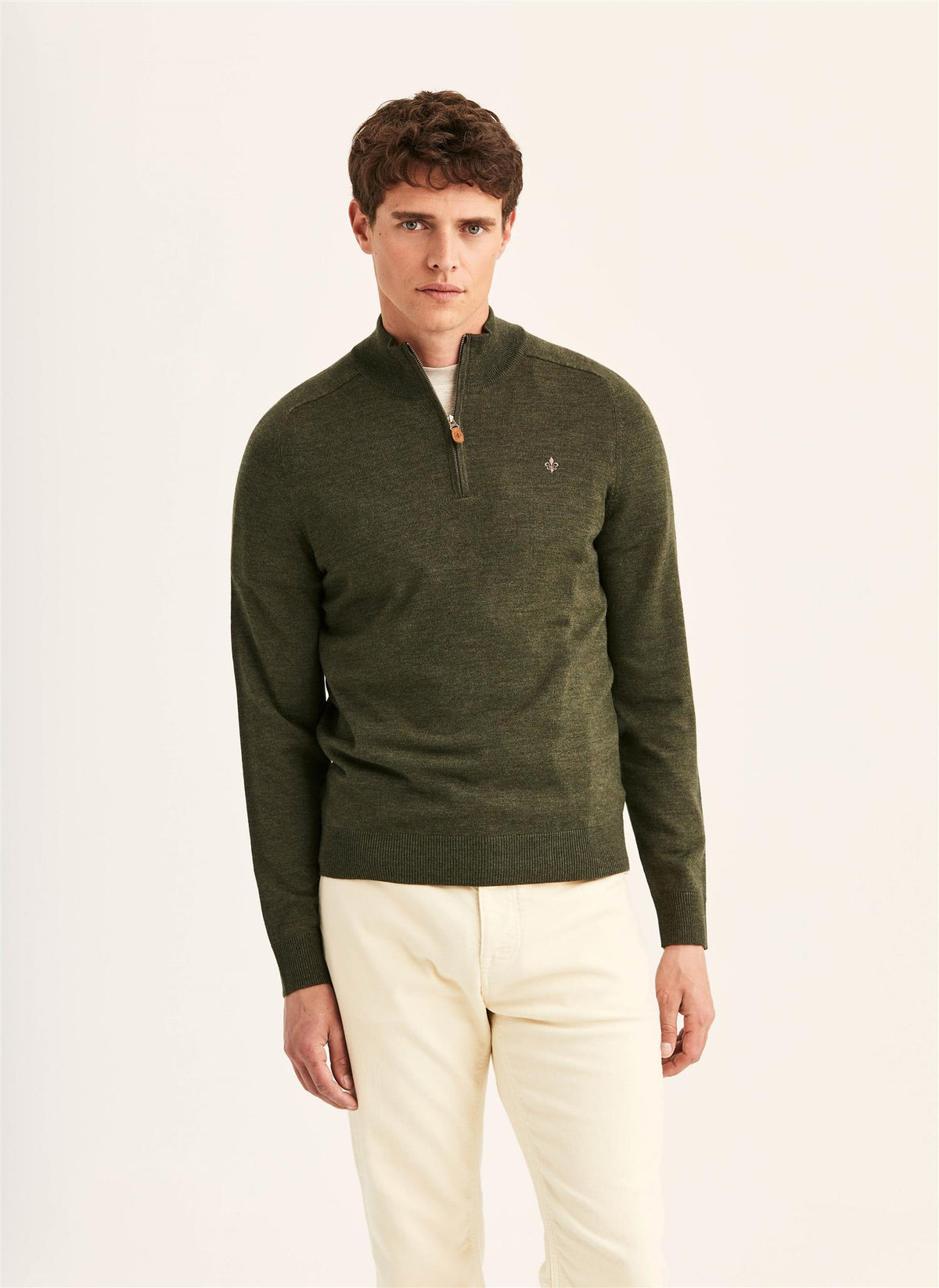 Merino John Zip AW26 Olive