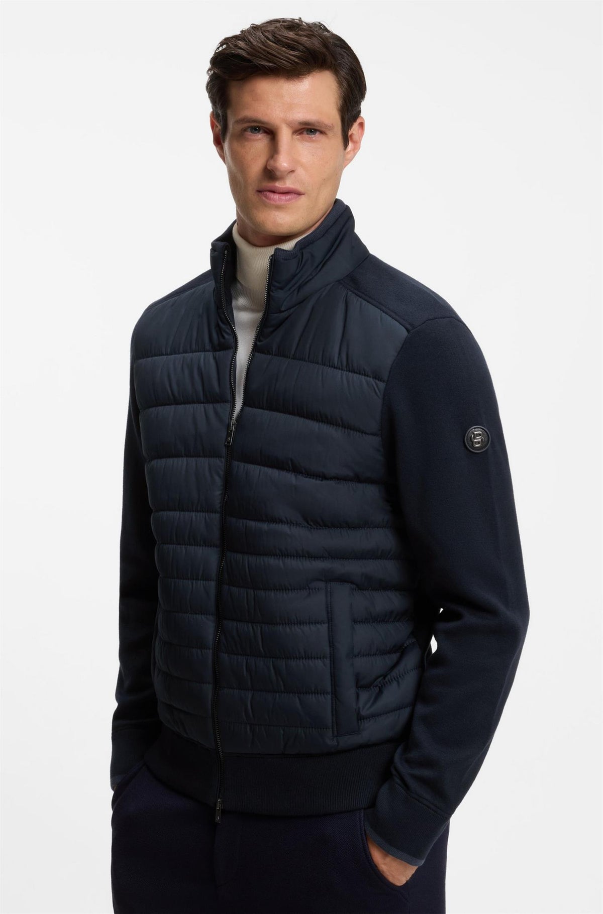 H-Facente Zip Up Jacket With Padded Front Dark Blue