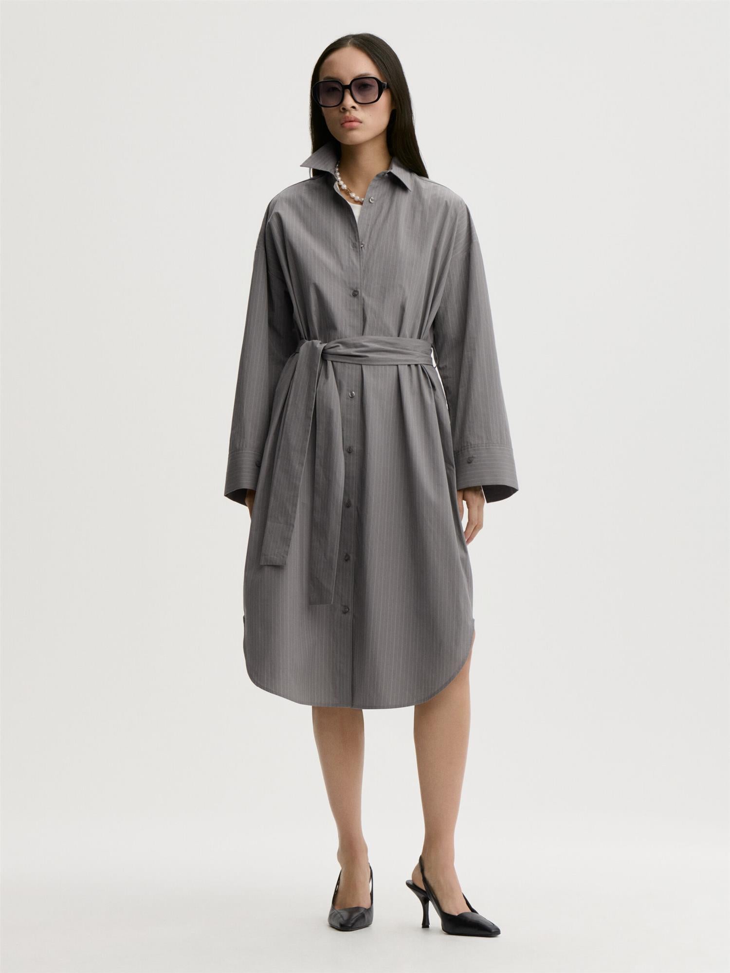 Derris Dress Grey Stripe