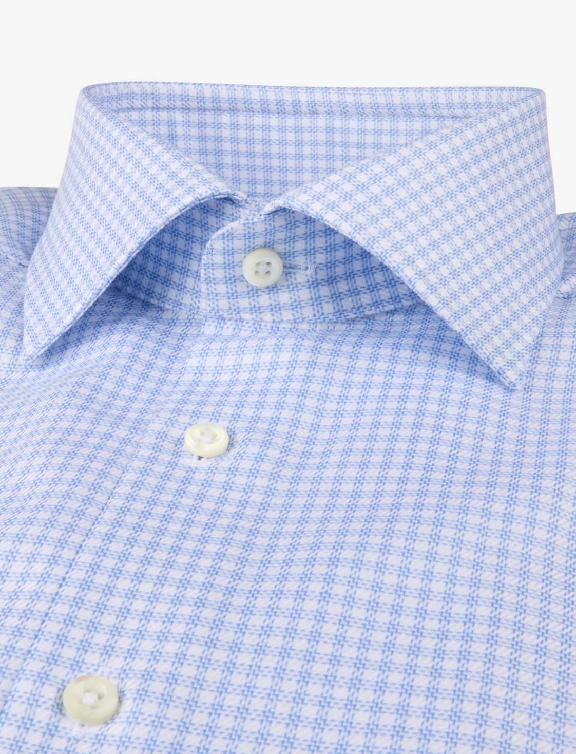 Light blue Checked Twill Slimline Shirt