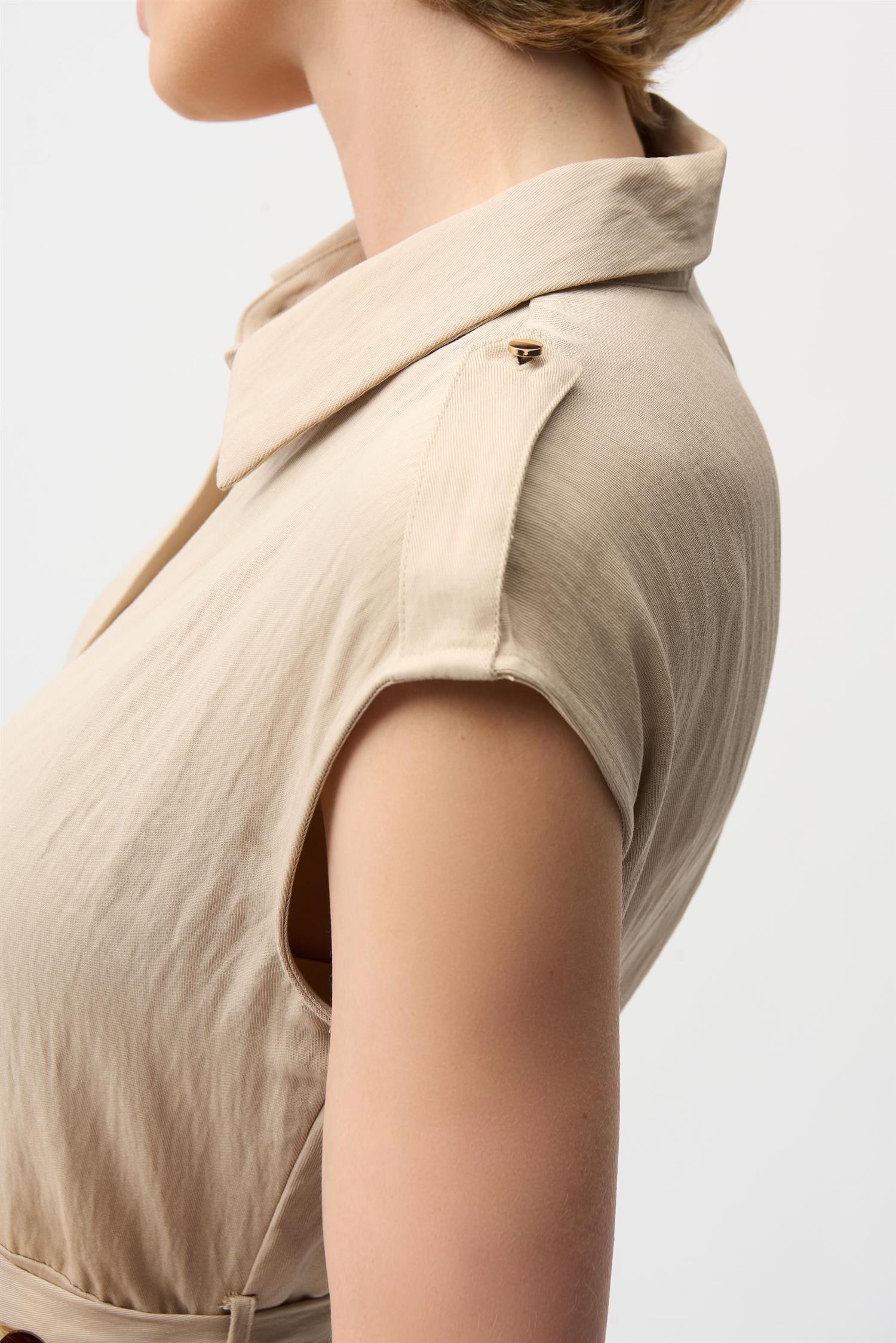 Textured Woven Shirt Dress Parchment