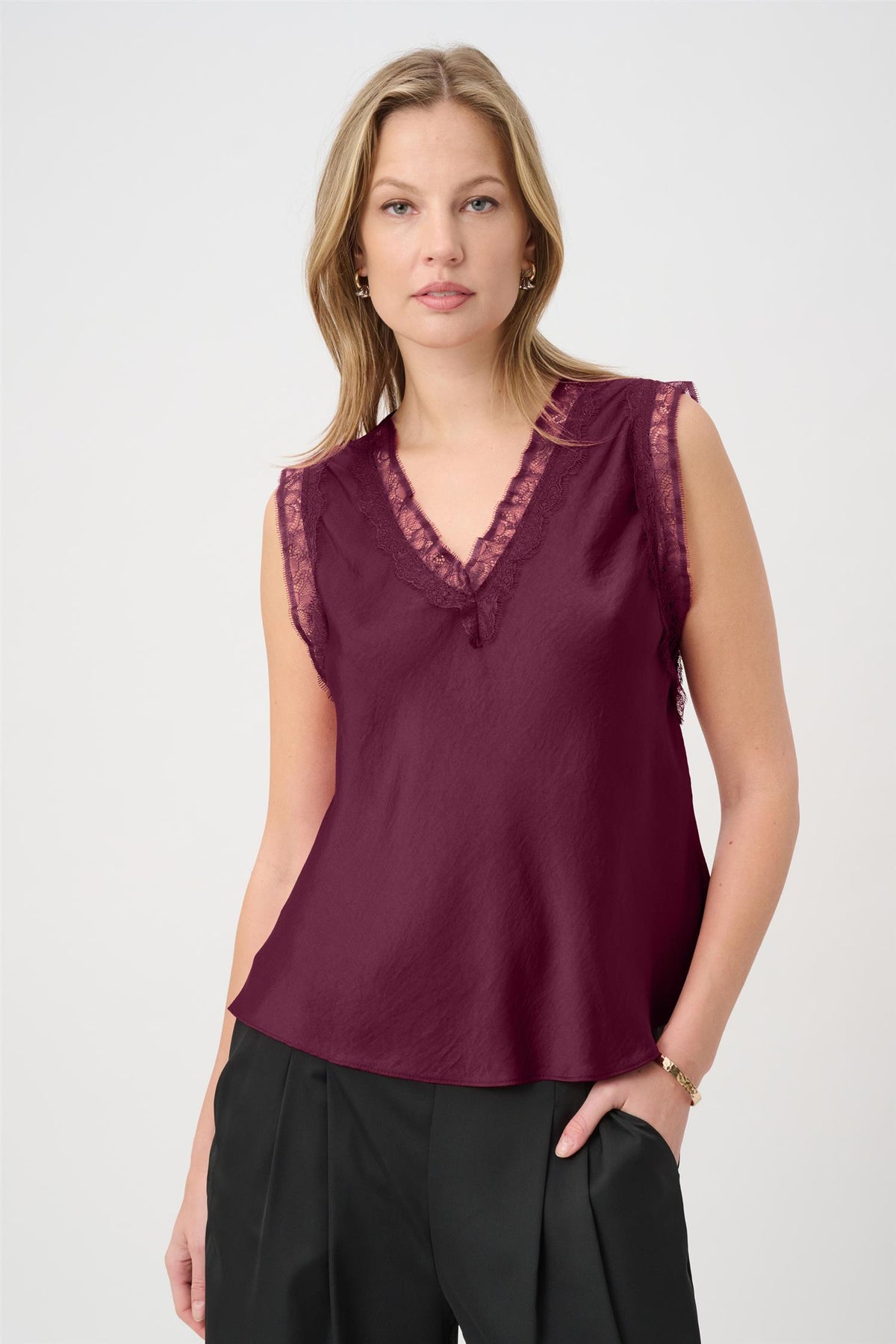 Recycled Satin Sleeveless Top Eldeberry