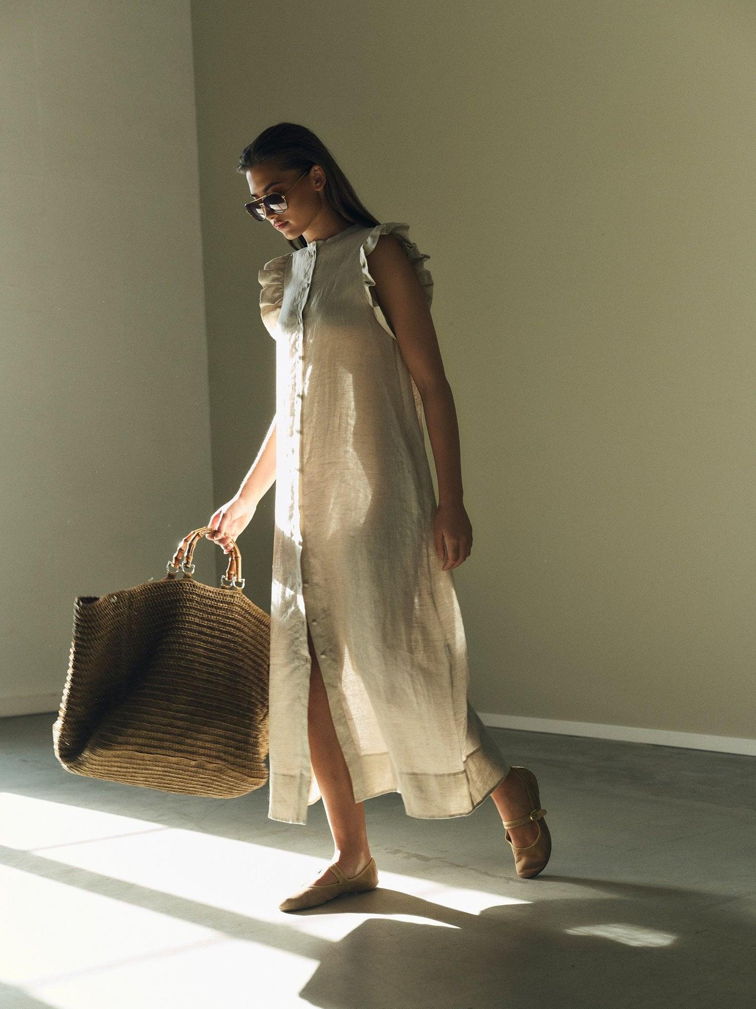 Pam Linen Dress Beige Melange