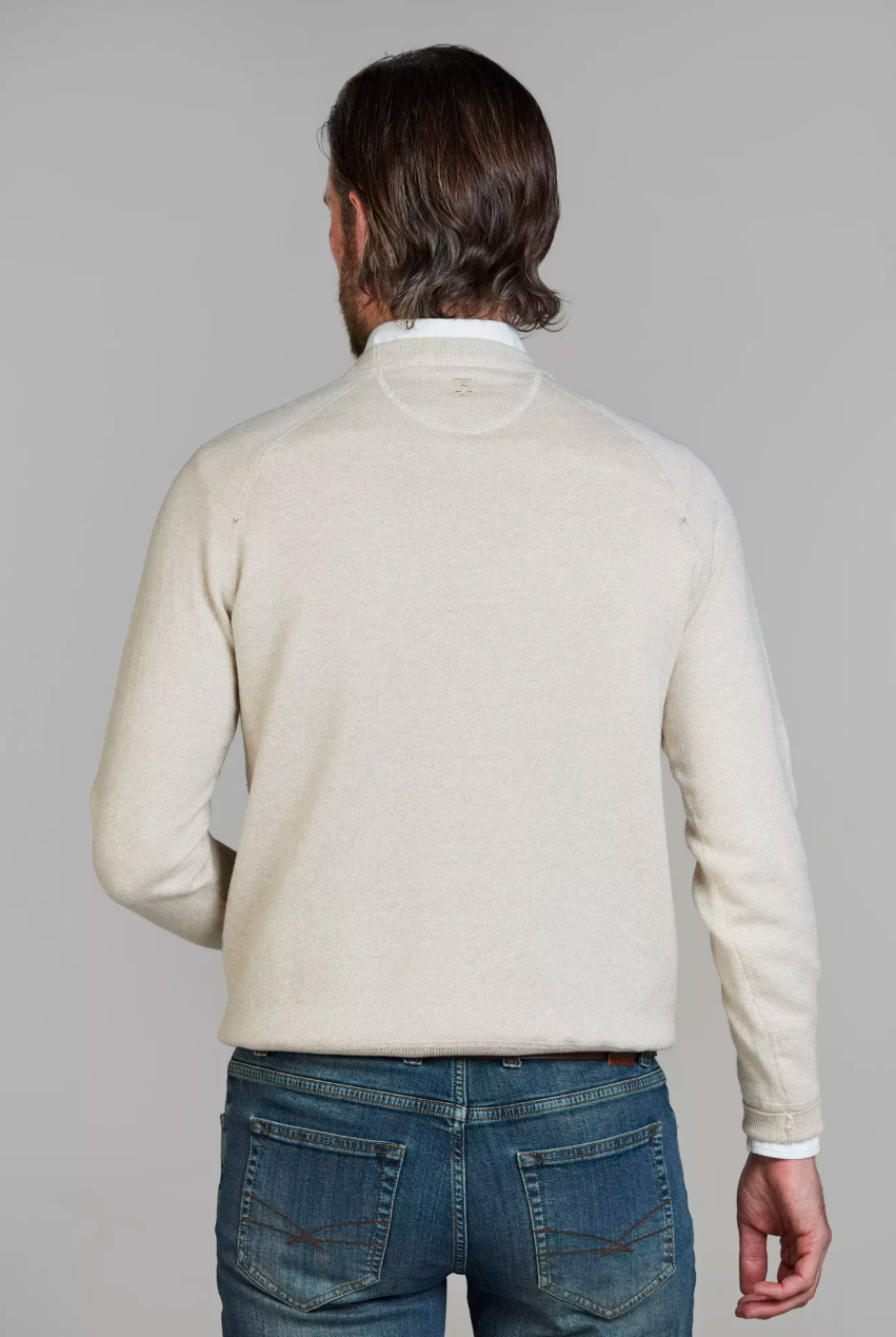 Crew Neck College Sweater Beige