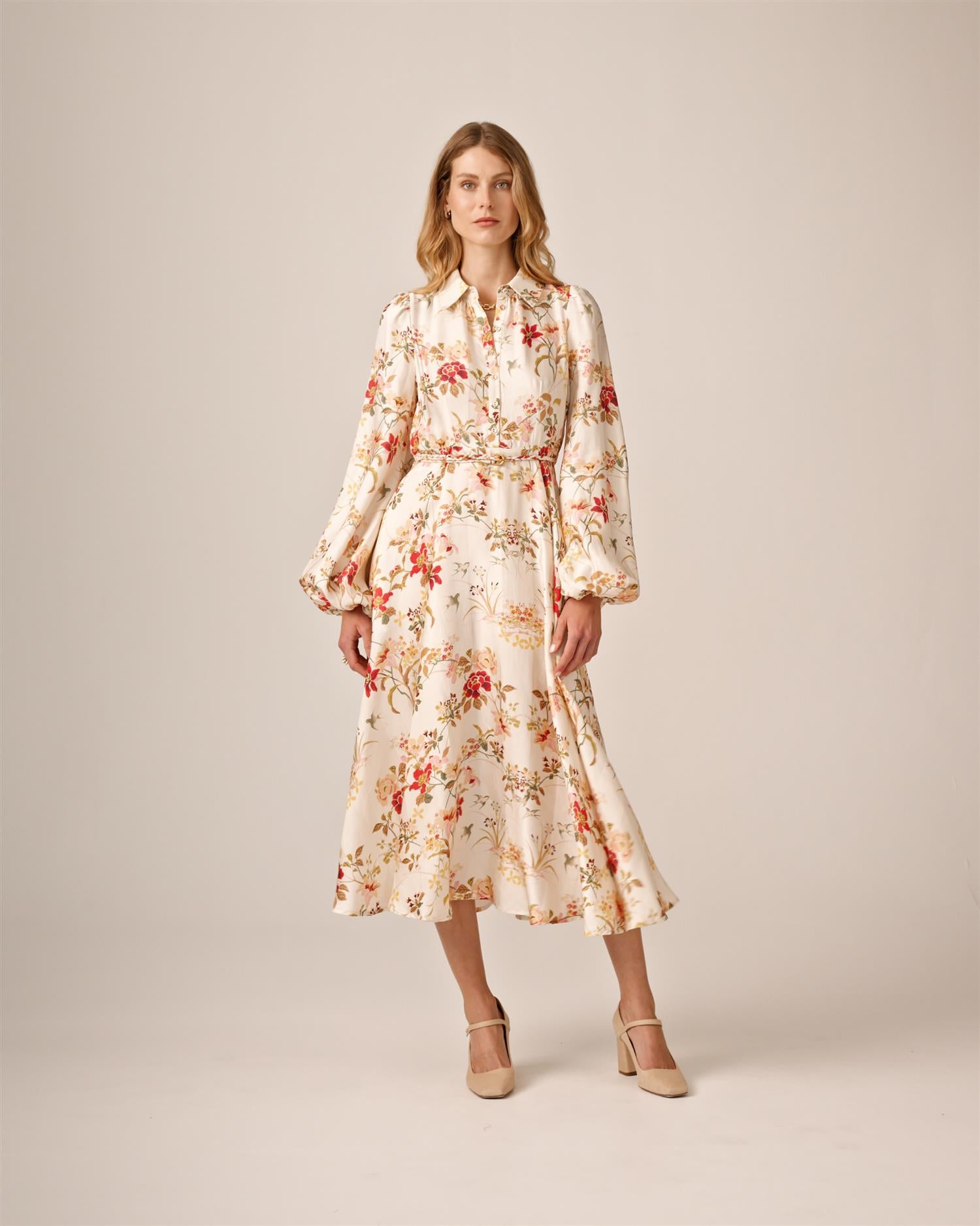 Viscose Shirt Dress-Botanical