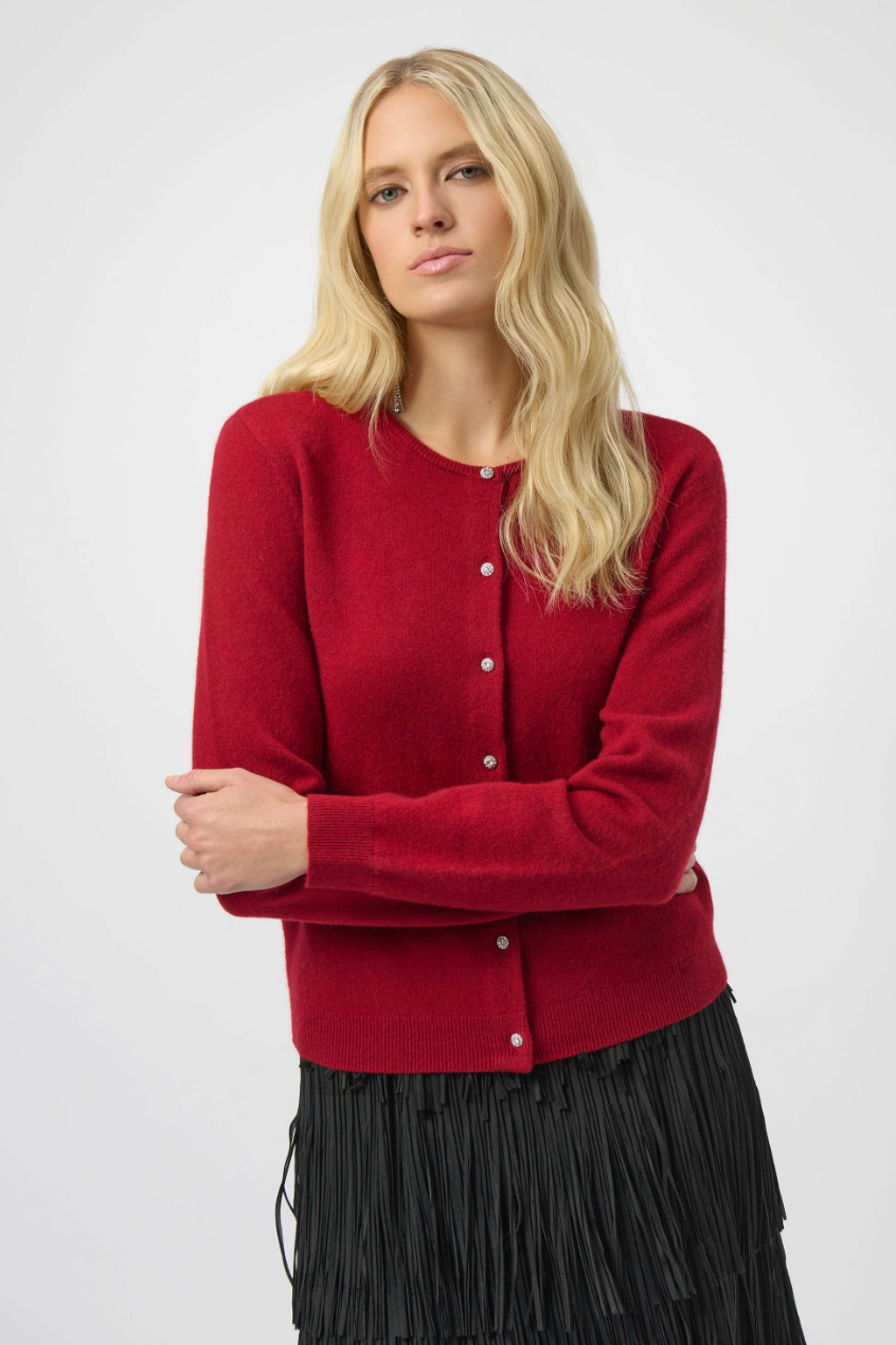 Cashmere Button-Front Crew Neck cardigan