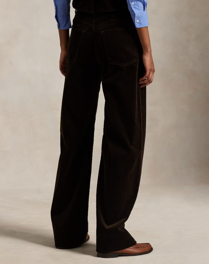 Cotton Corduroy Wide-leg Trouser Dark Beech