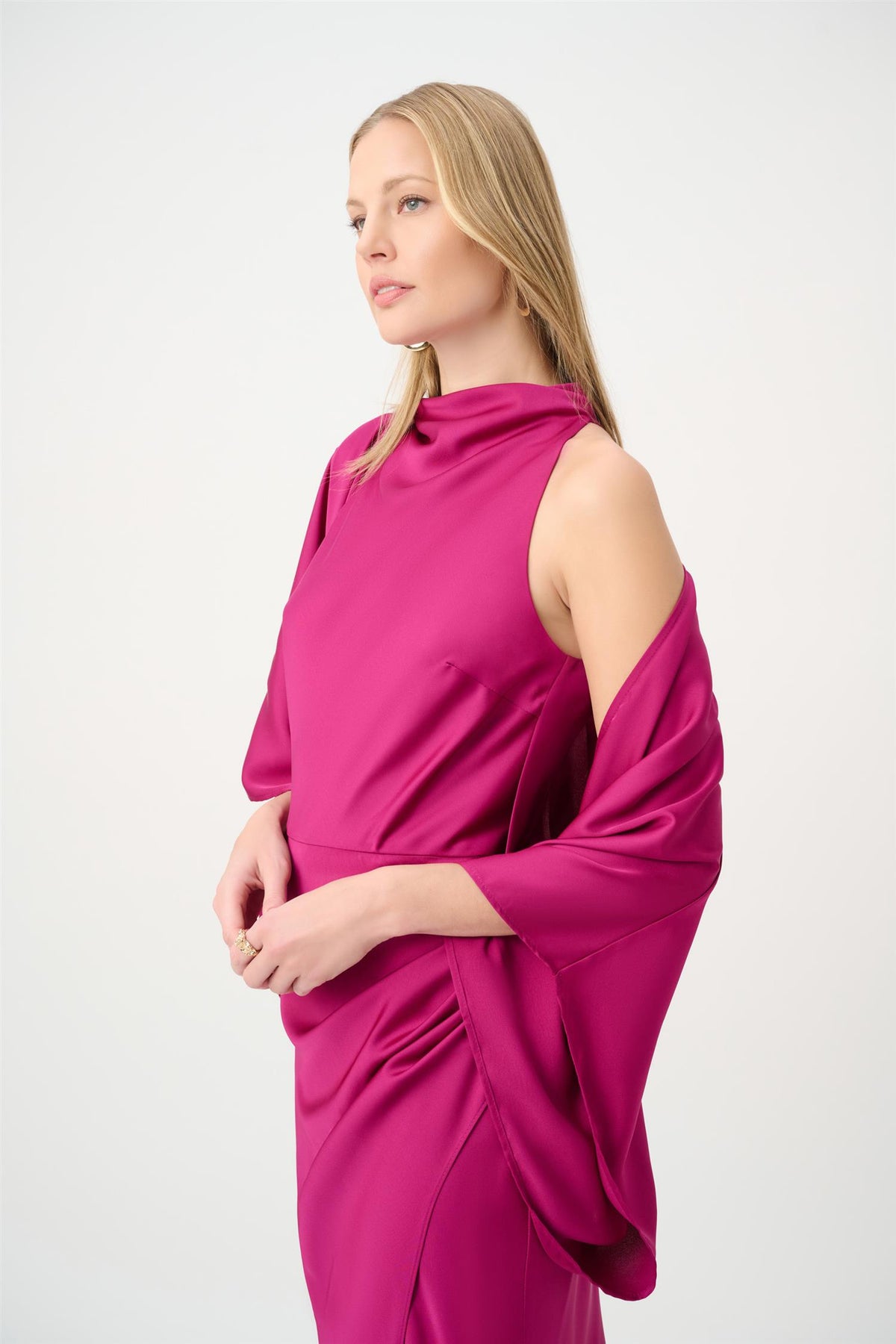 Satin Dolman Sleeve Cover-Up Deep Magenta